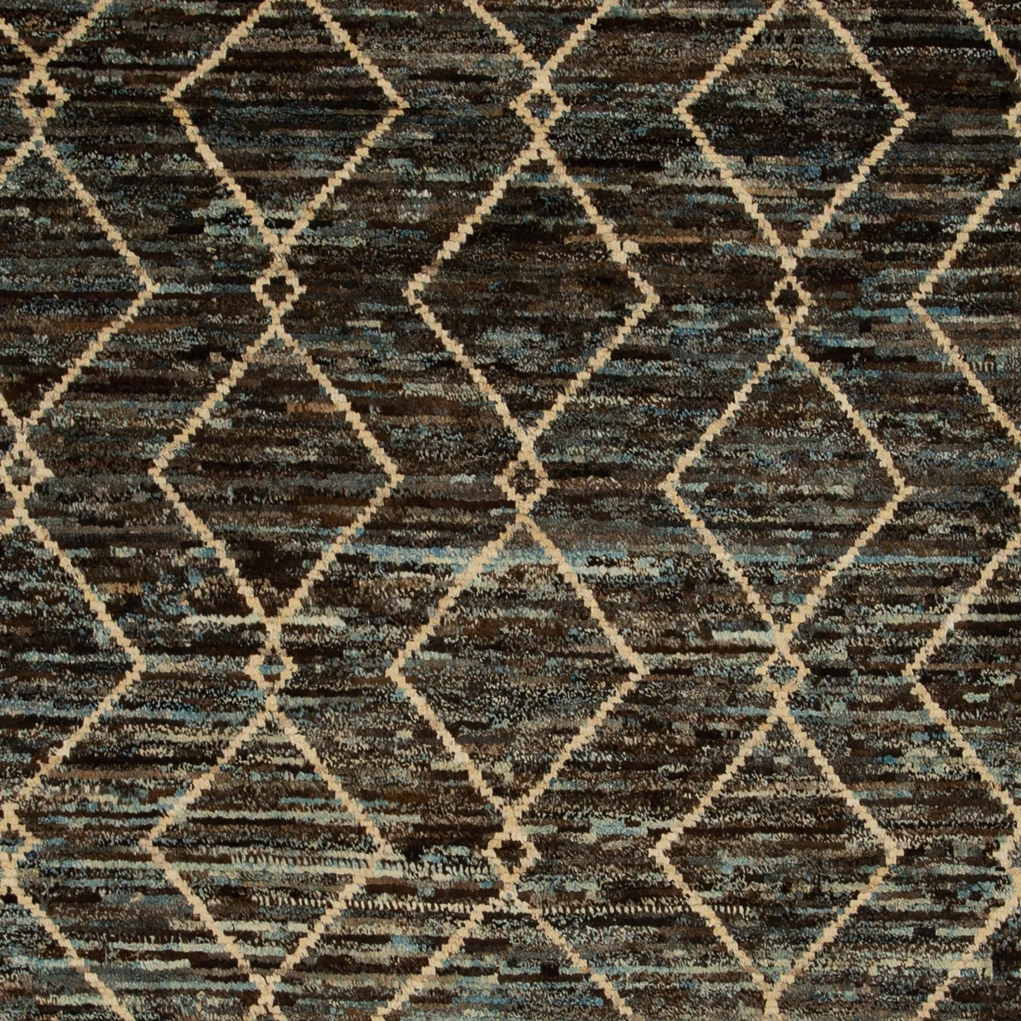 Blue & Black Diamond Modern Wool Rug - 8'6'' x 9'9''