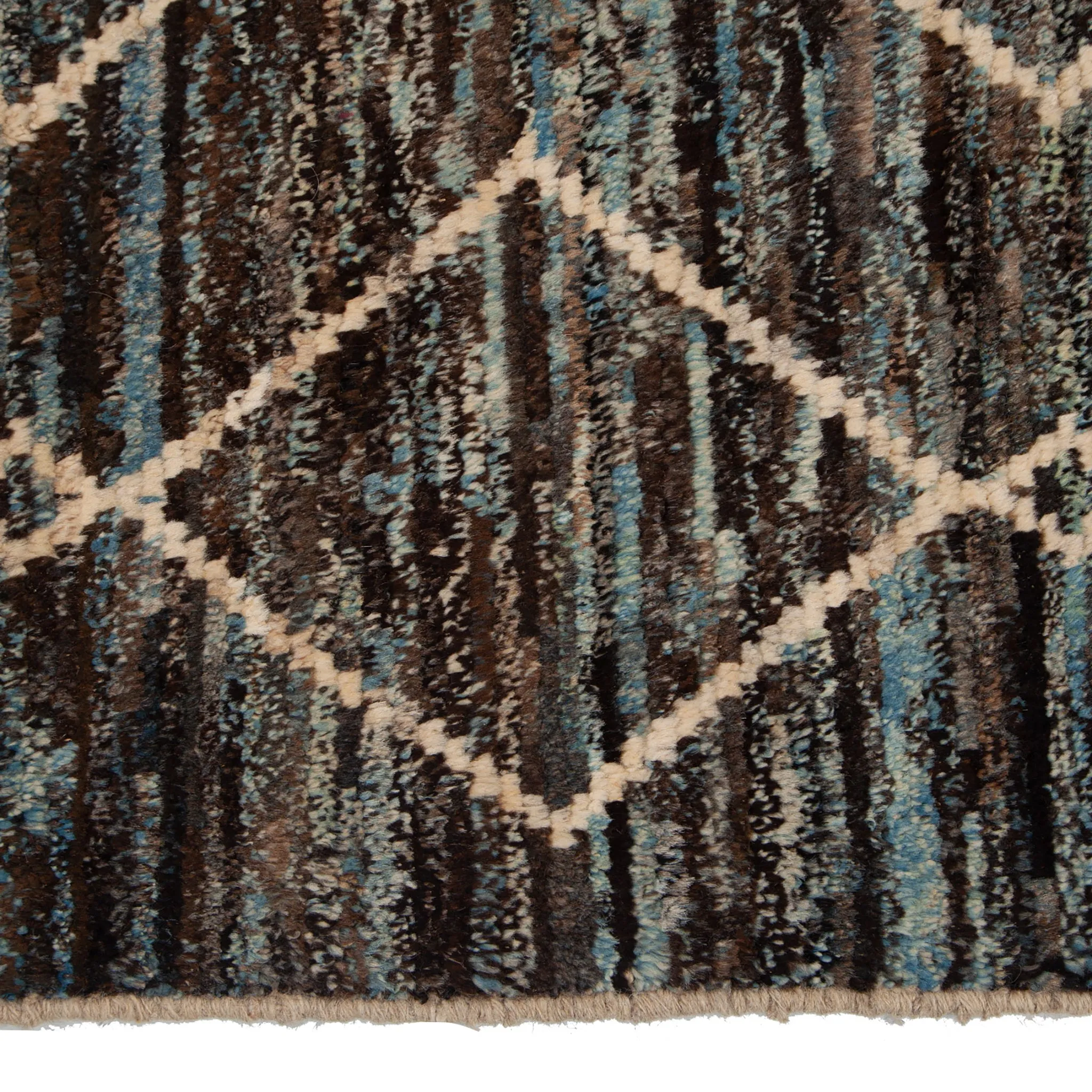 Blue & Black Diamond Modern Wool Rug - 8'6'' x 9'9''