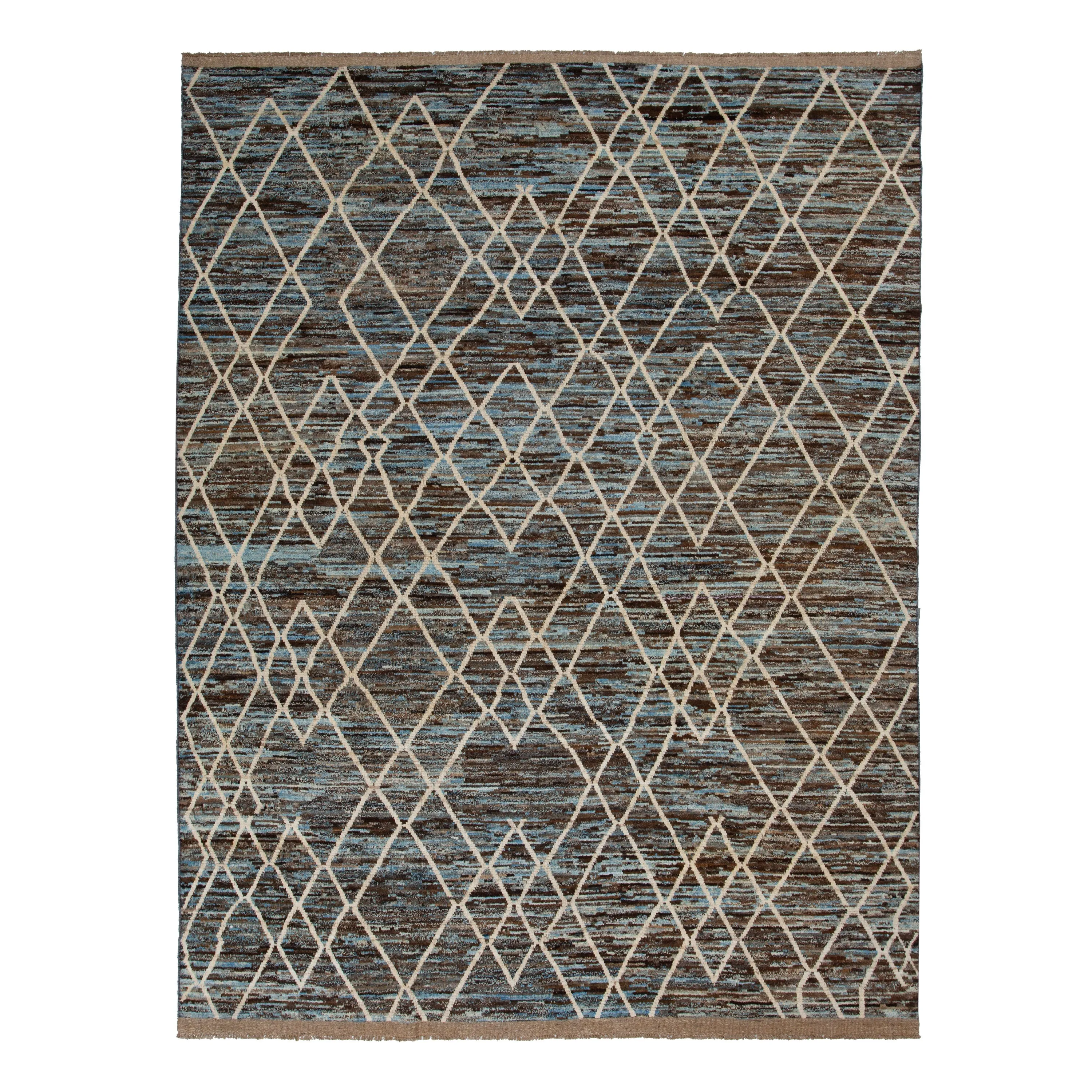 Blue & Black Modern Wool Rug - 10'4'' x 13'5''