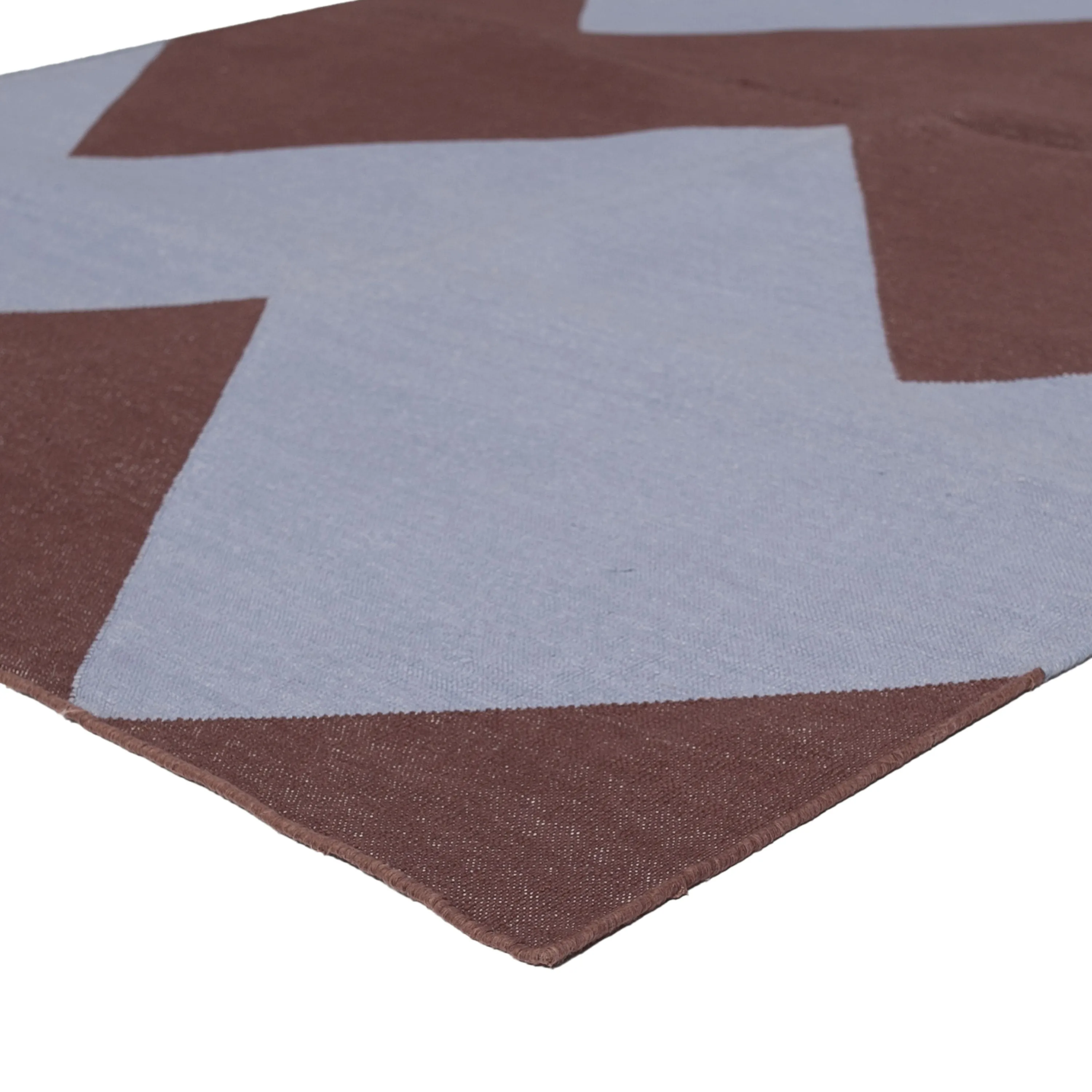 Blue & Brown Chevron Flatweave Cotton Rug - 3'6" x 5'6"