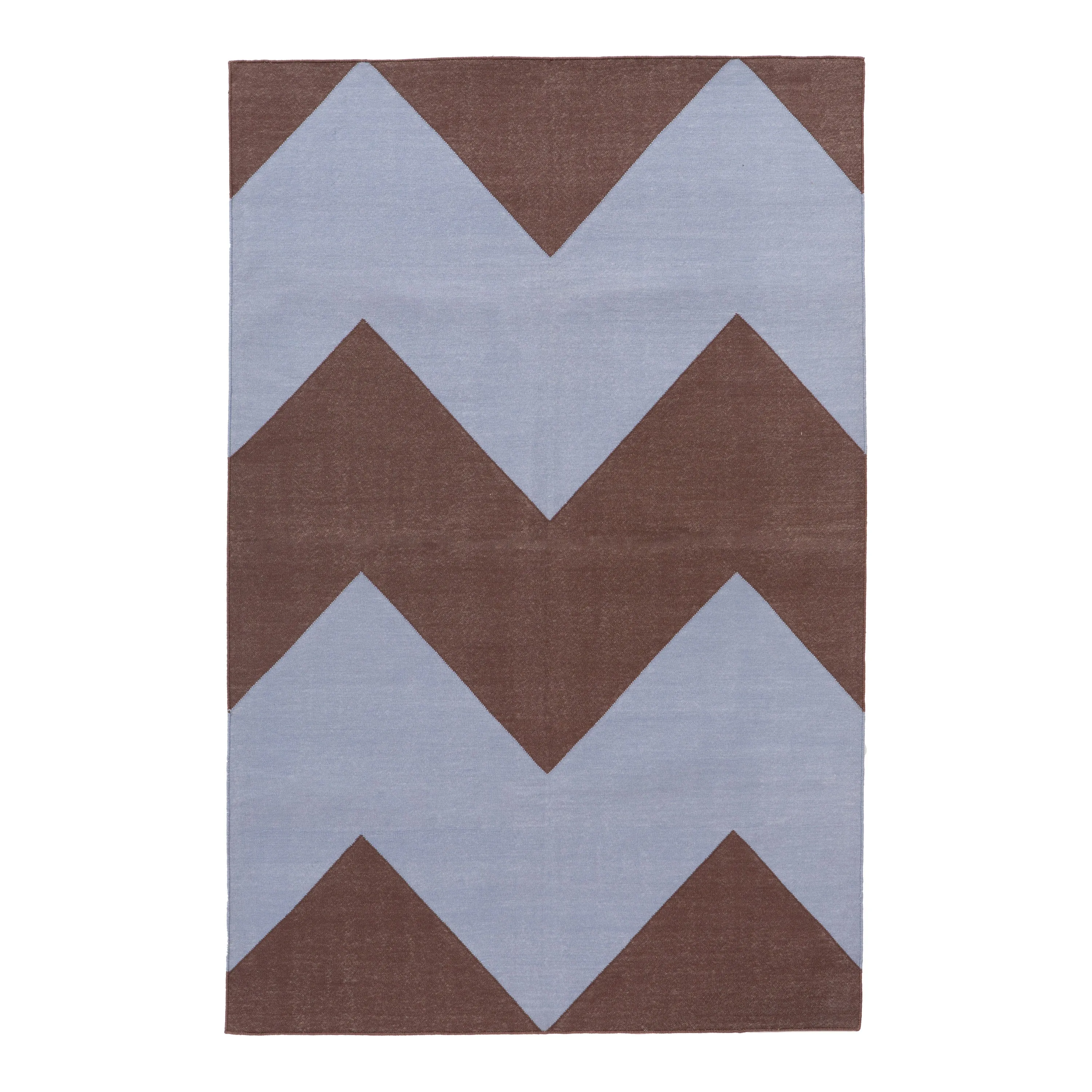 Blue & Brown Chevron Flatweave Cotton Rug - 3'6" x 5'6"