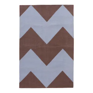 Blue & Brown Chevron Flatweave Cotton Rug - 3'6" x 5'6"