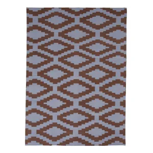 Blue & Brown Geometric Cotton Rug - 10' x 14'3"