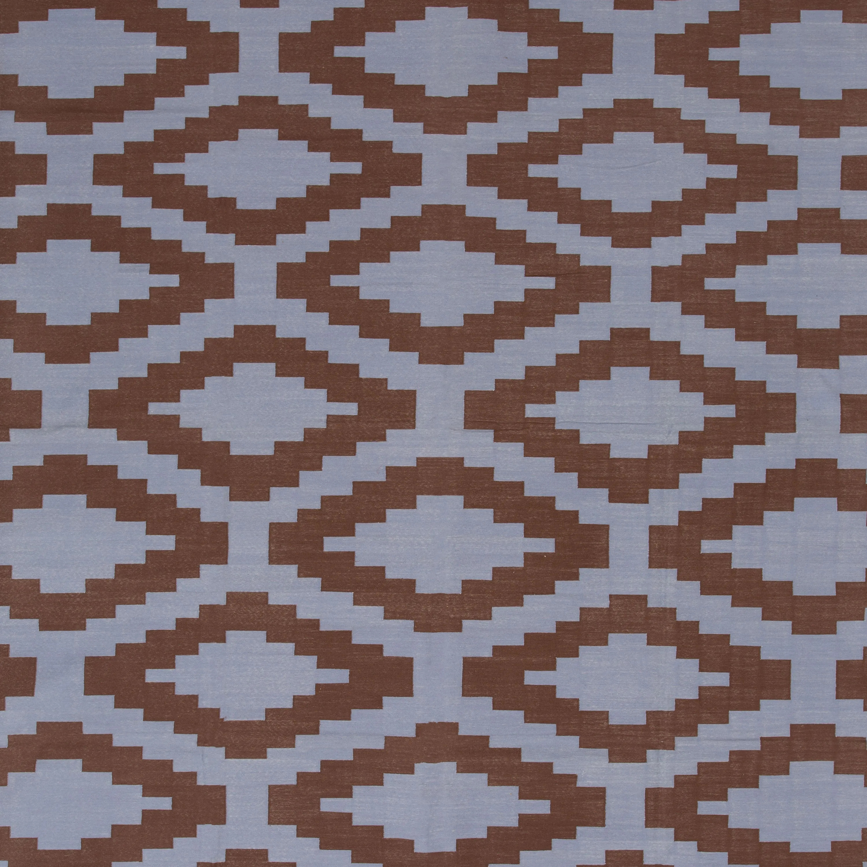 Blue & Brown Geometric Cotton Rug - 10' x 14'3"