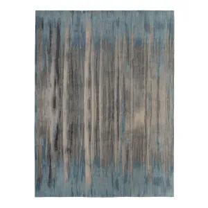 Blue & Grey Aurora Tibetan Modern Silk Blend Rug - 9' x 12'