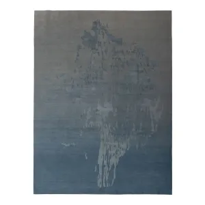 Blue & Grey Aurora Tibetan Modern Silk Blend Rug - 9' x 12'