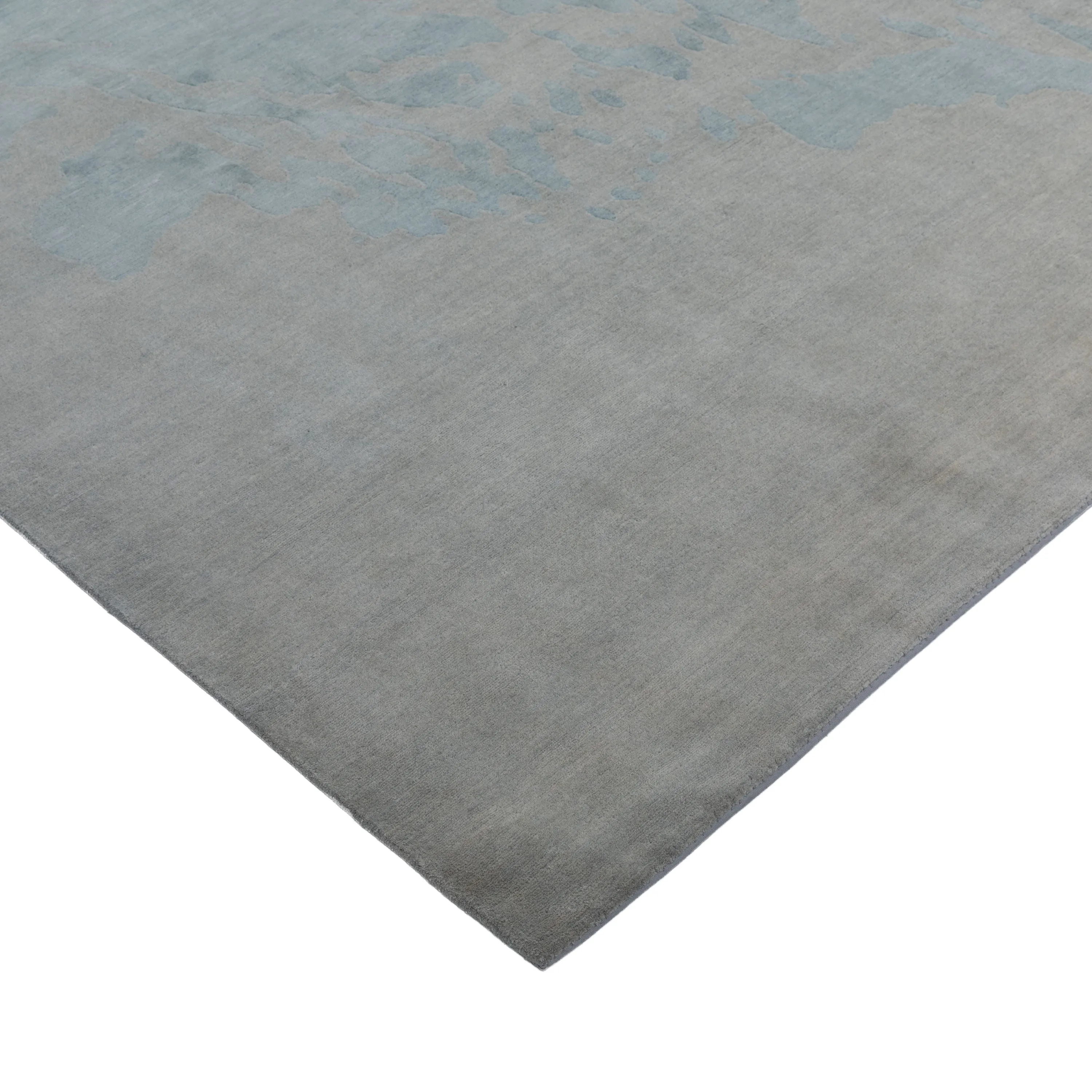 Blue & Grey Aurora Tibetan Modern Silk Blend Rug - 9' x 12'
