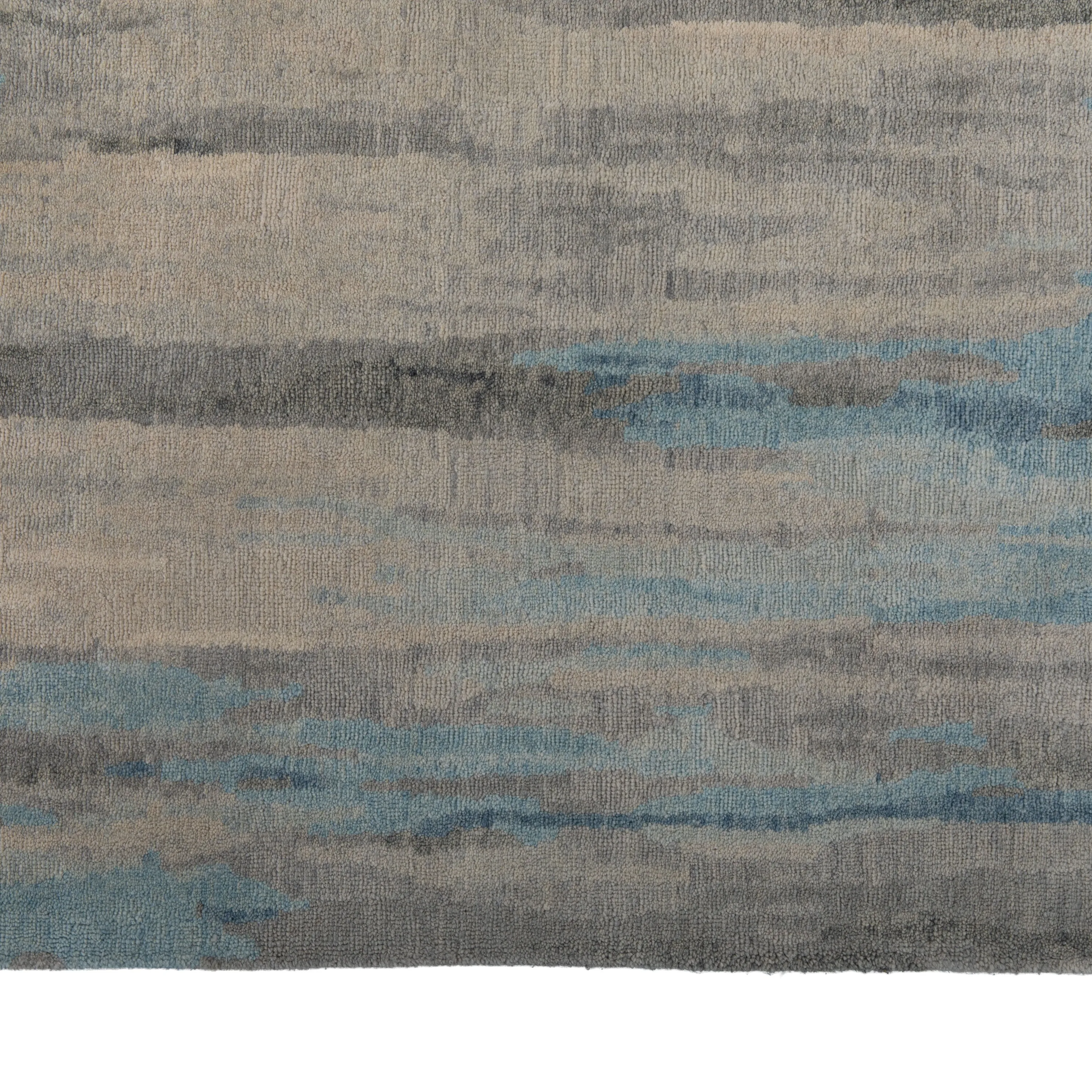 Blue & Grey Aurora Tibetan Modern Silk Blend Rug - 9' x 12'