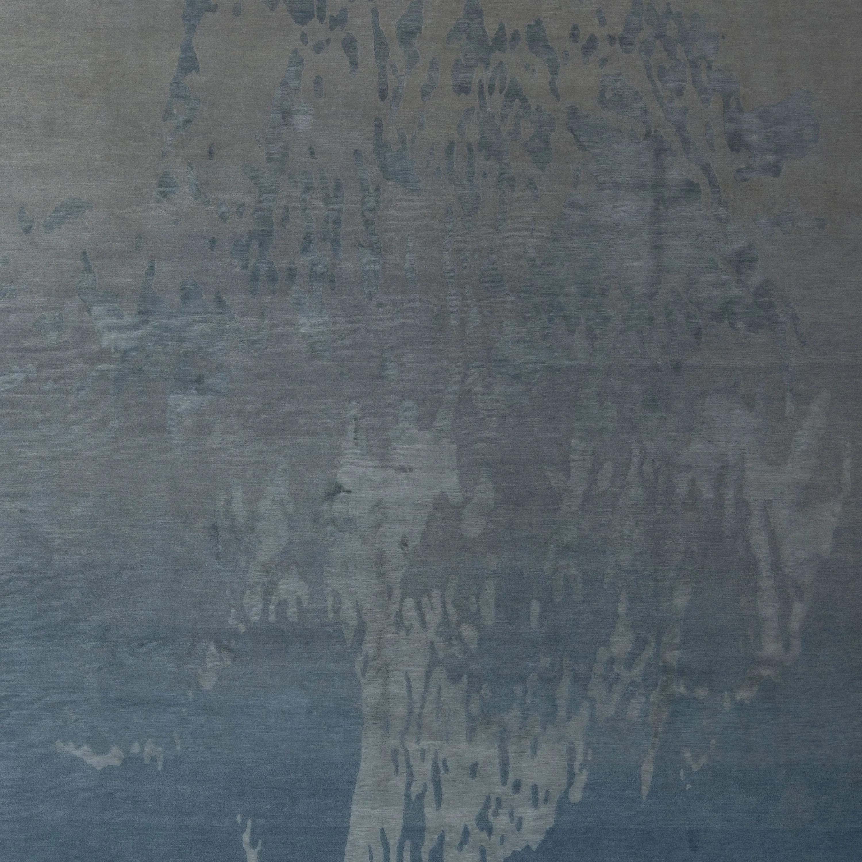Blue & Grey Aurora Tibetan Modern Silk Blend Rug - 9' x 12'