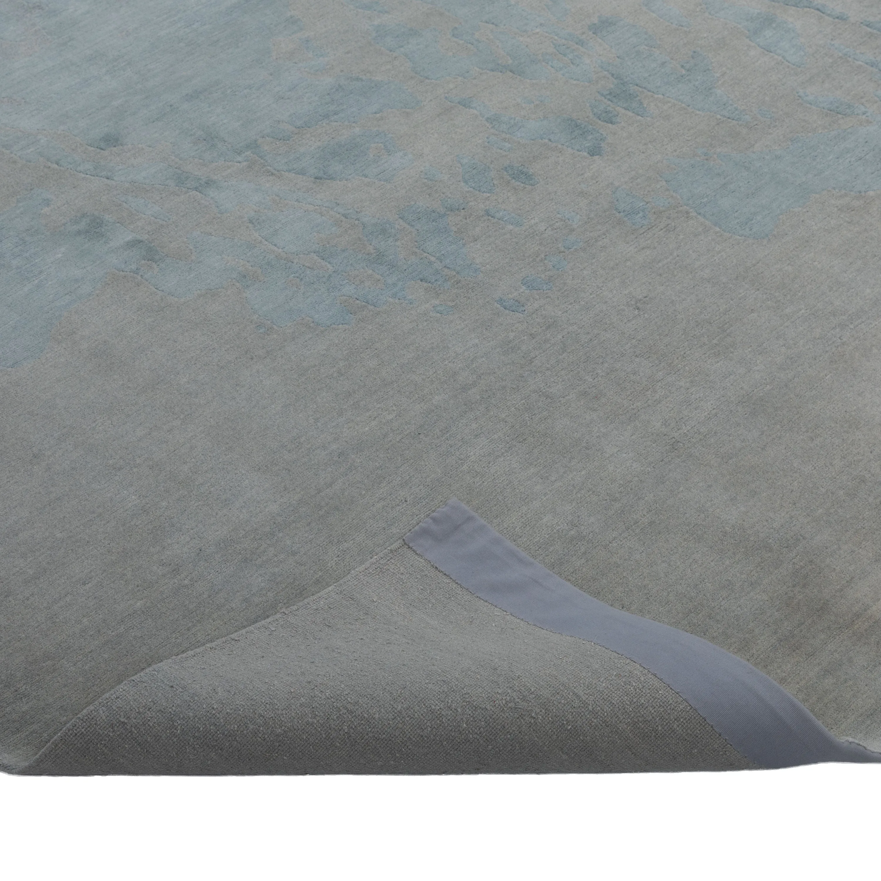 Blue & Grey Aurora Tibetan Modern Silk Blend Rug - 9' x 12'