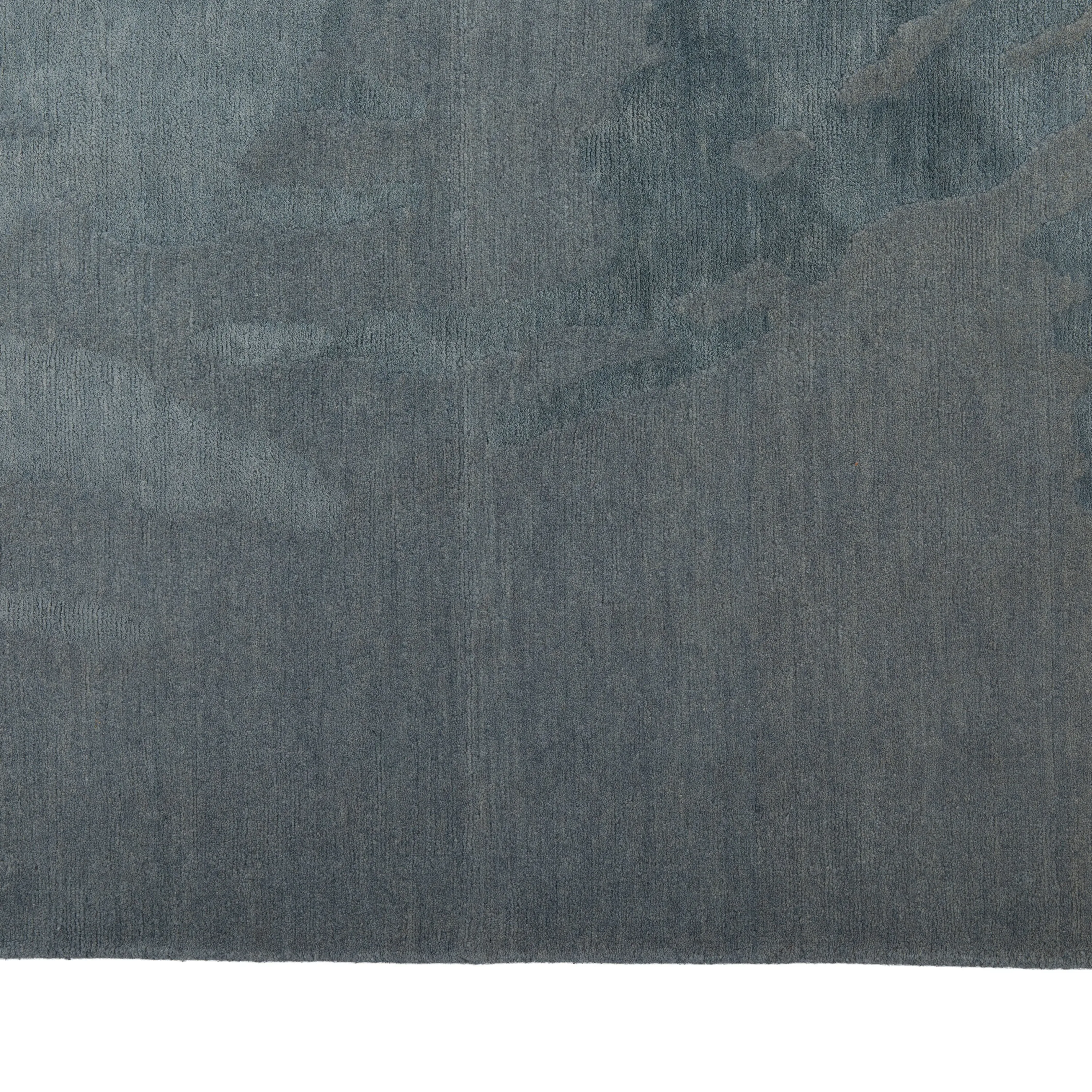 Blue & Grey Aurora Tibetan Modern Silk Blend Rug - 9' x 12'