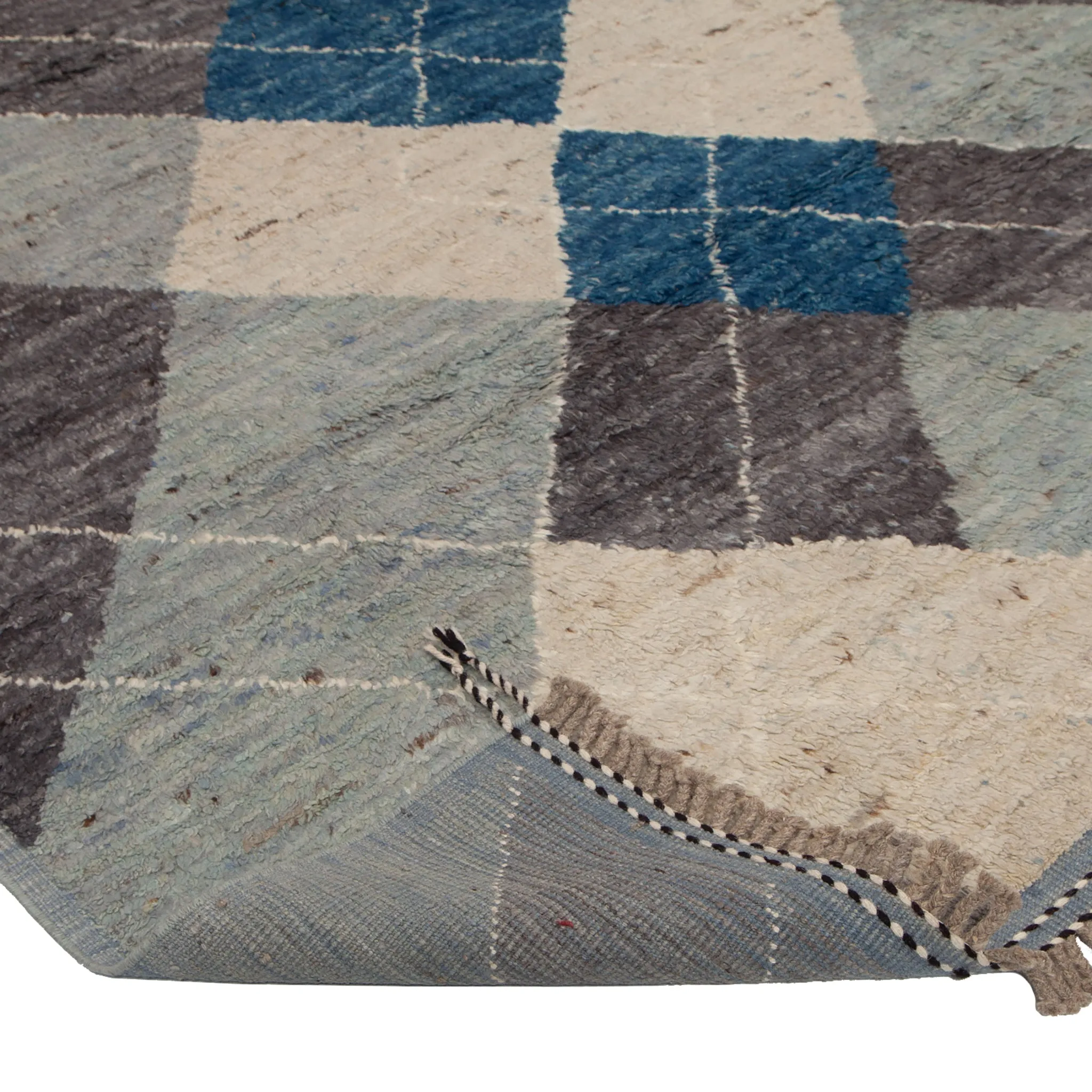 Blue & Grey Modern Wool Rug - 8'3'' x 9'9''