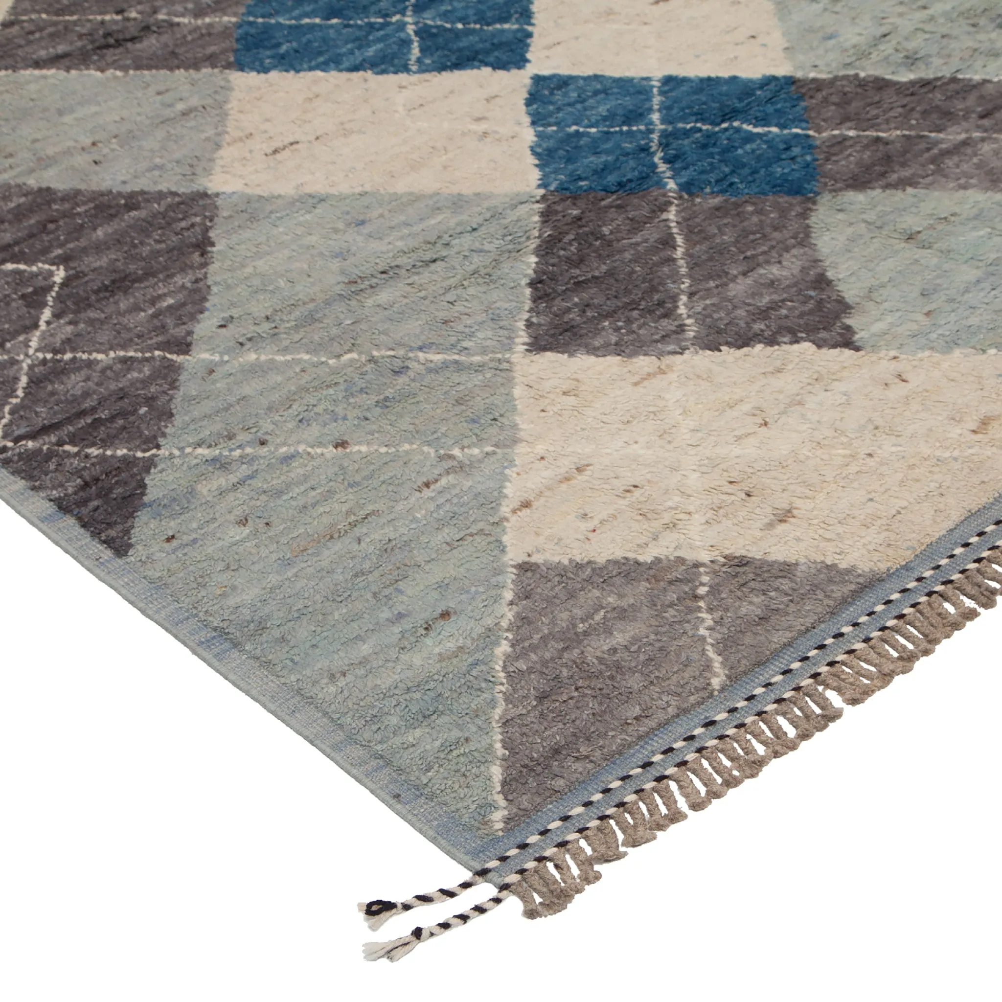 Blue & Grey Modern Wool Rug - 8'3'' x 9'9''