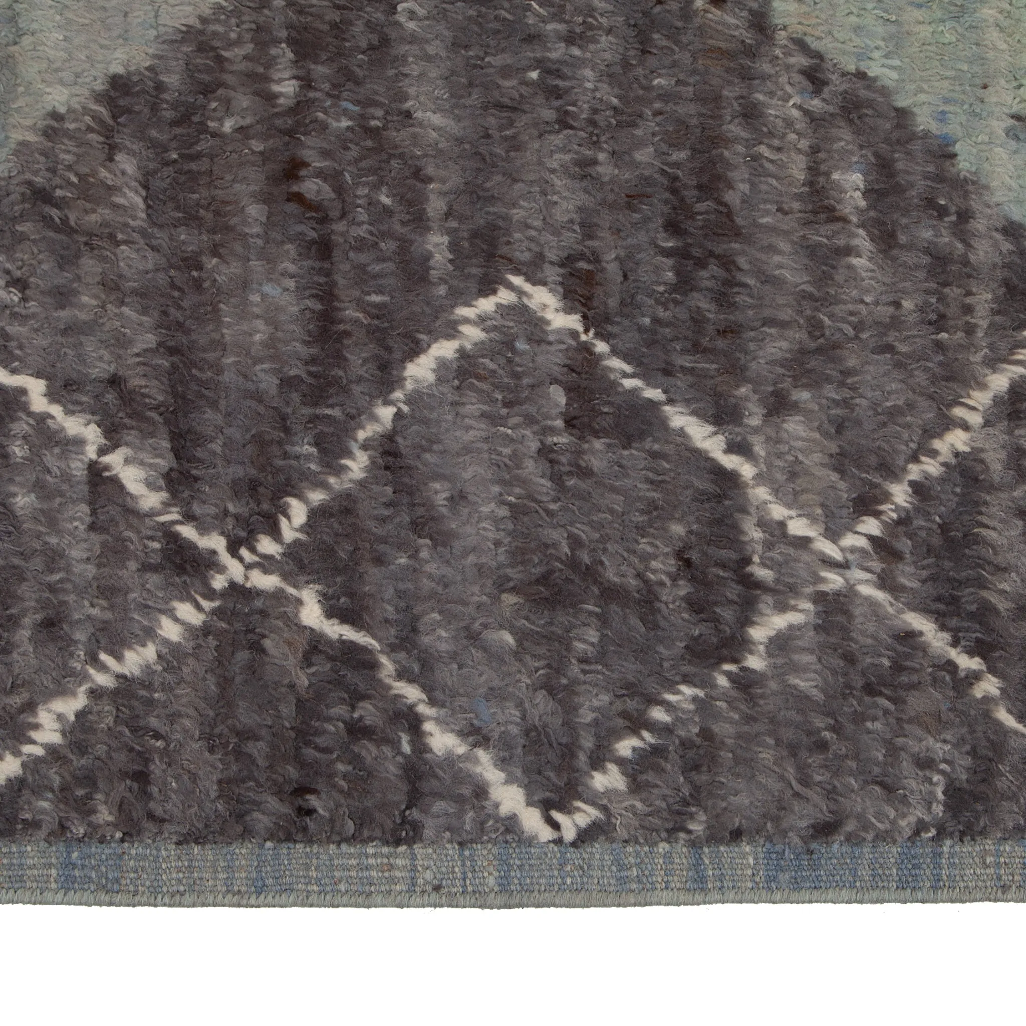 Blue & Grey Modern Wool Rug - 8'3'' x 9'9''