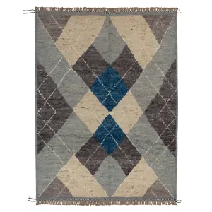 Blue & Grey Modern Wool Rug - 8'3'' x 9'9''
