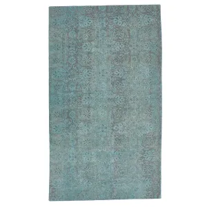 Blue & Grey Overdyed Wool Rug - 4'7" x 7'11"