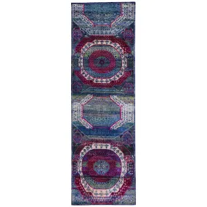 Blue & Purple Alchemy Traditional Silk Runner - 2'1" x 9'1"