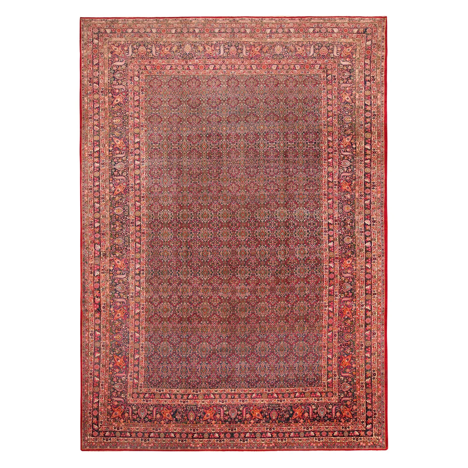 Blue & Red Antique Persian Khorassan Rug - 11'5" x 16'7"