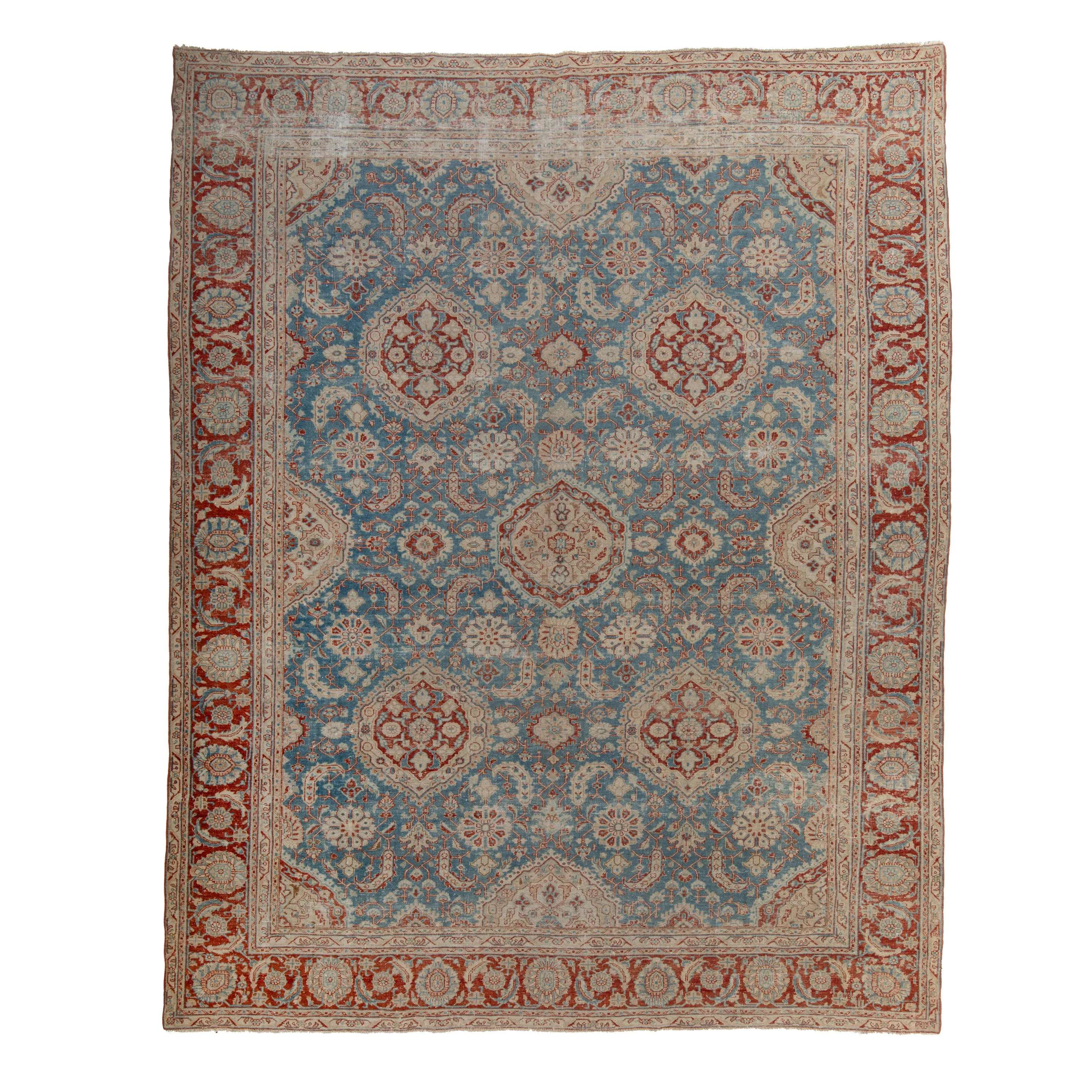 Blue & Red Antique Traditional Sultanabad Rug - 10' x 12'5"