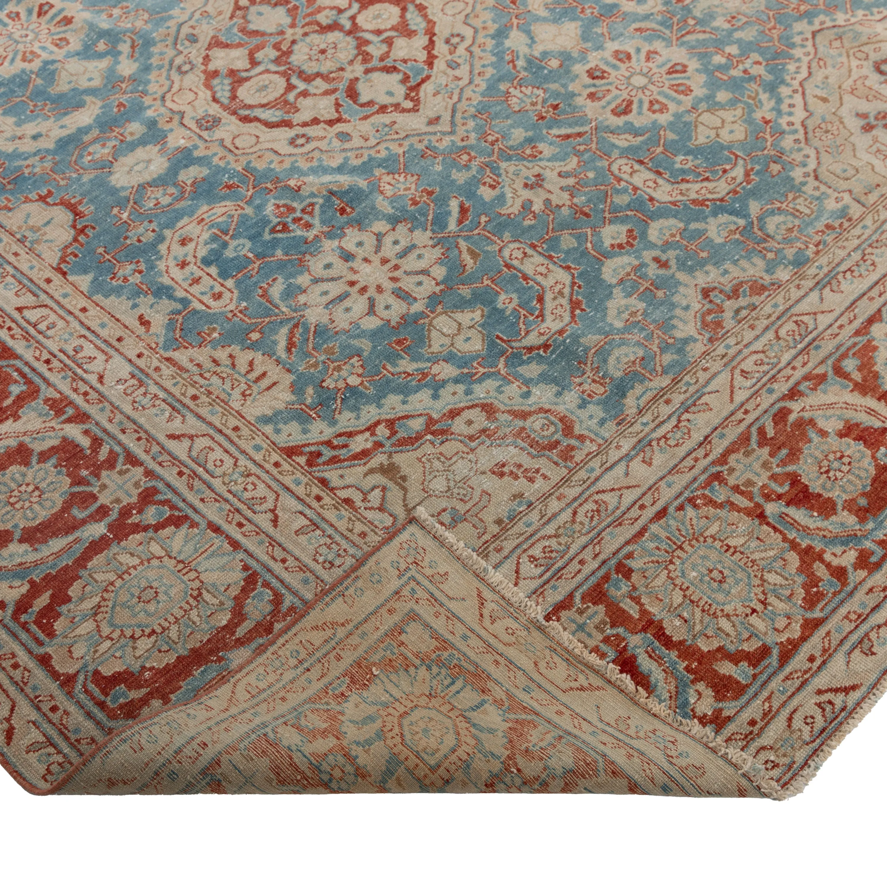 Blue & Red Antique Traditional Sultanabad Rug - 10' x 12'5"