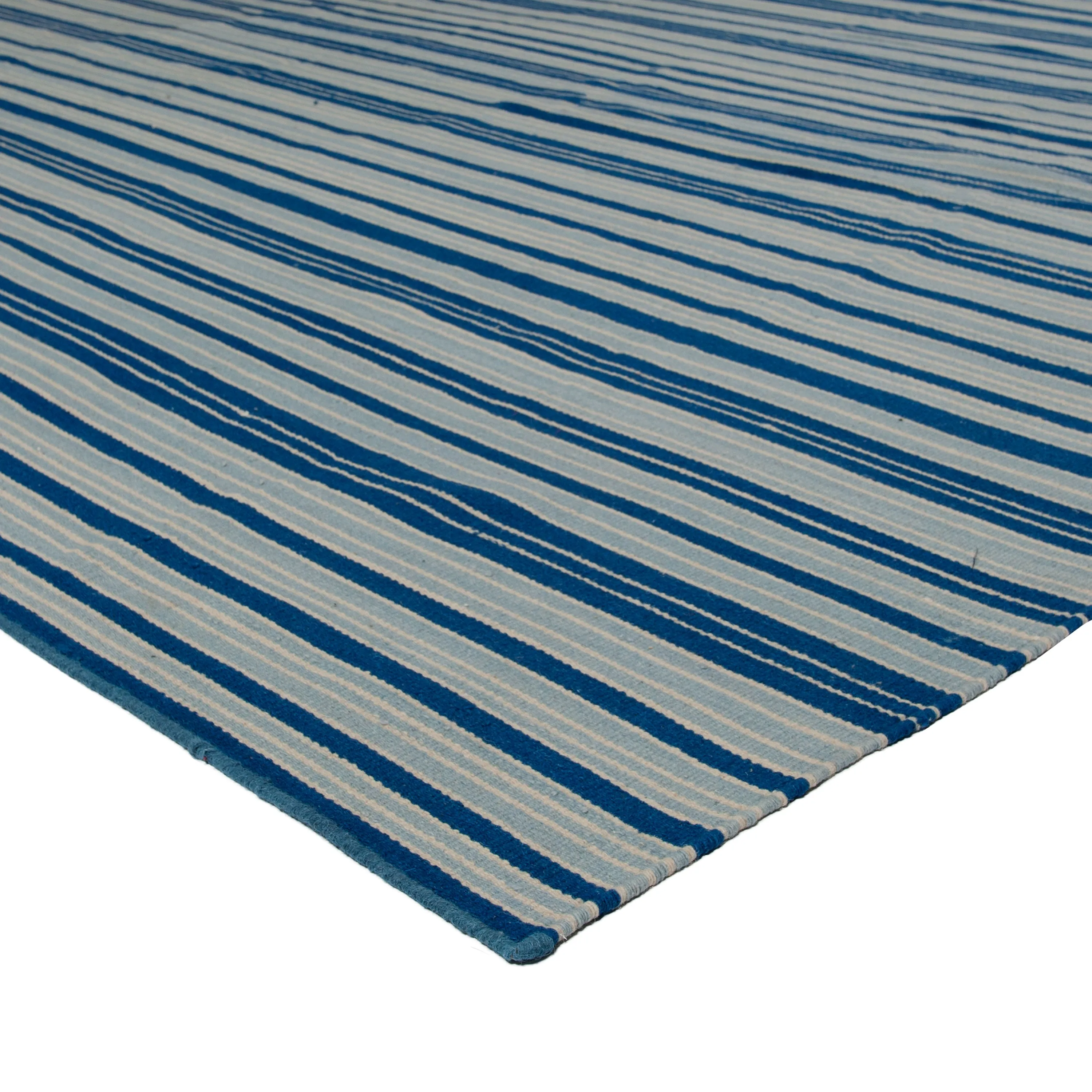 Blue & White Flatweave Cotton Rug - 9' x 12'2"