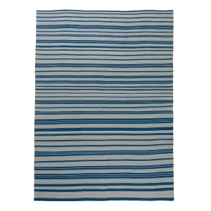 Blue & White Flatweave Cotton Rug - 9' x 12'2"