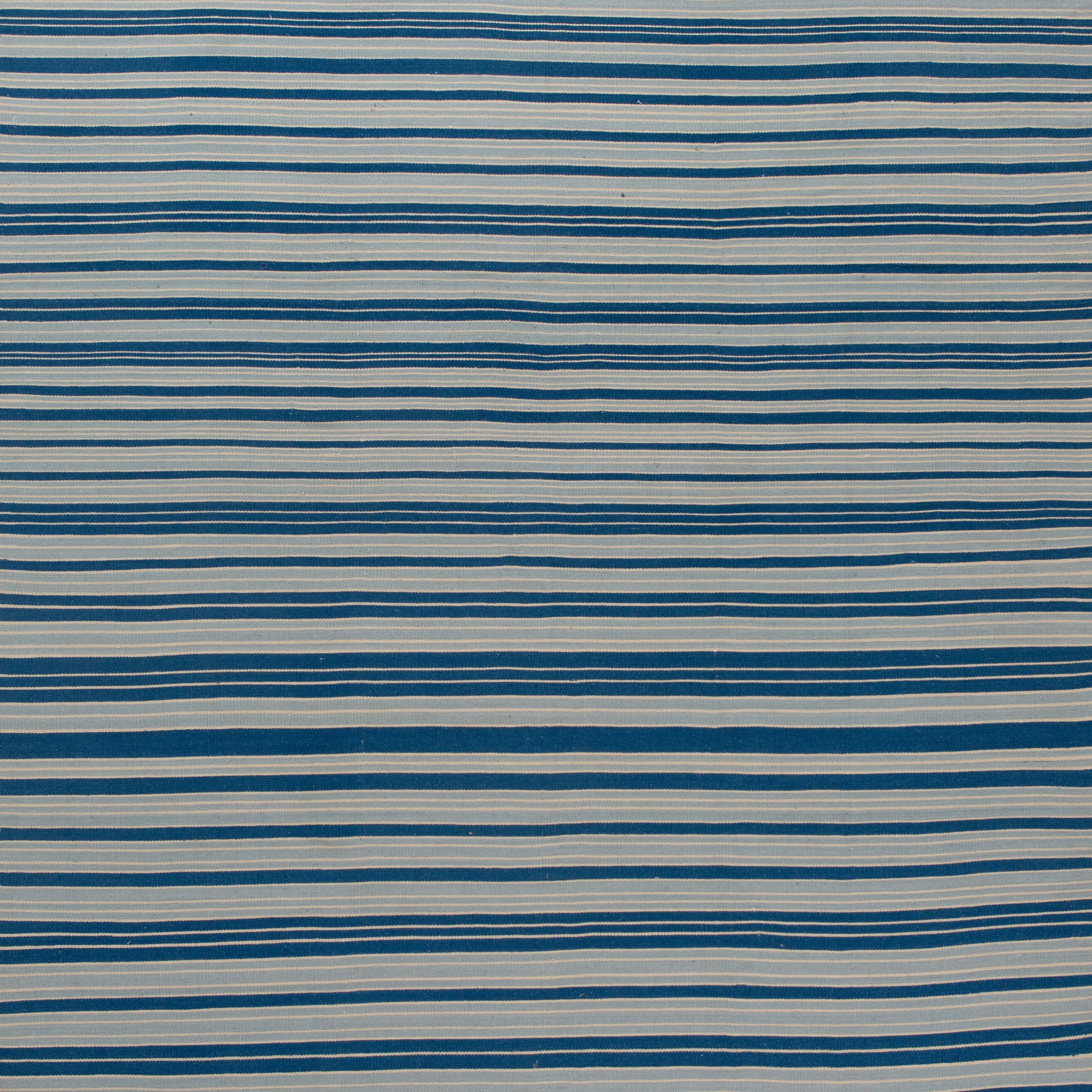 Blue & White Flatweave Cotton Rug - 9' x 12'2"