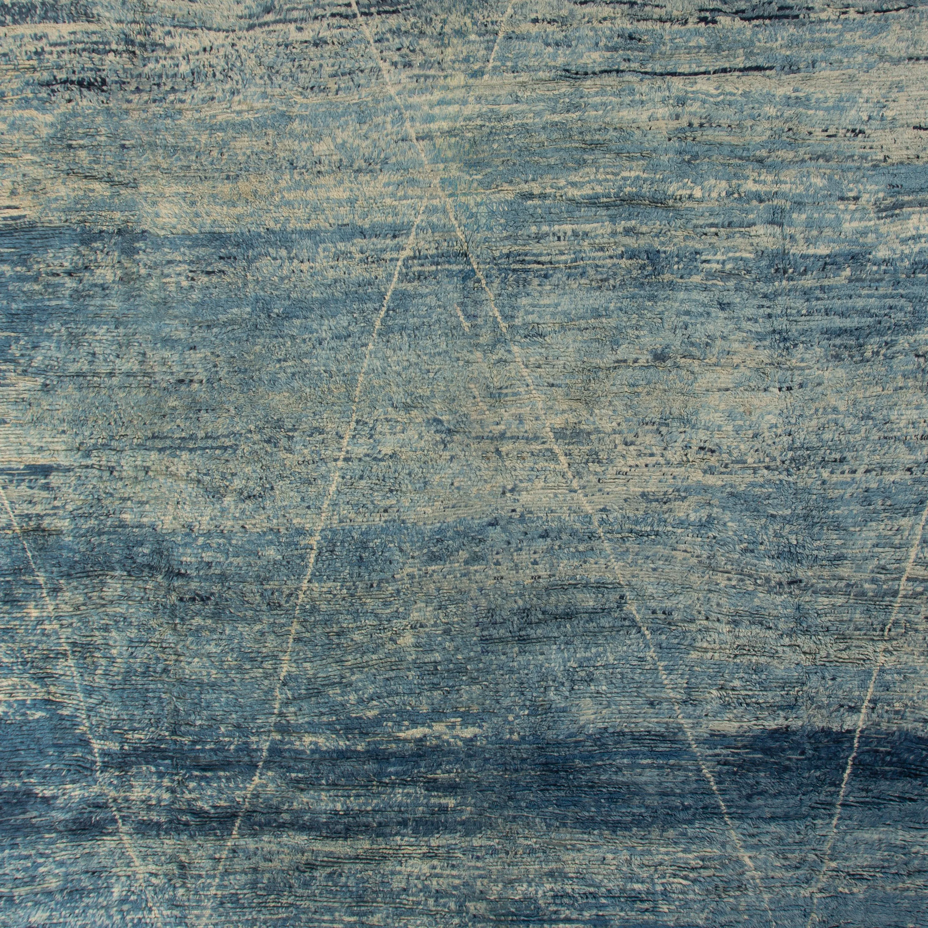 Blue Casablanca Moroccan Wool Rug - 16' x 30'1"