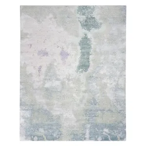 Blue Essentials Green Modern Bamboo Silk Wool Blend Rug