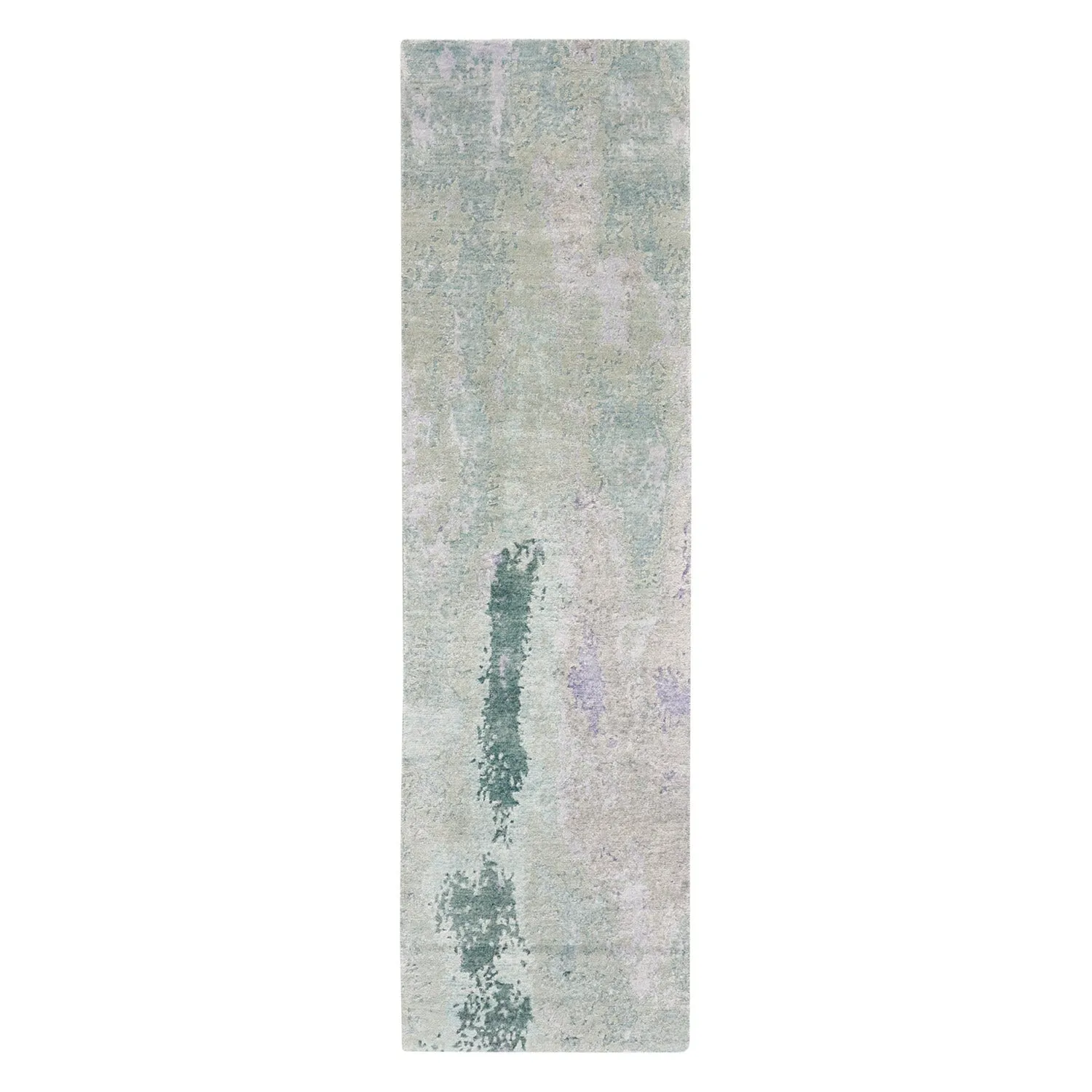 Blue Essentials Green Modern Bamboo Silk Wool Blend Rug