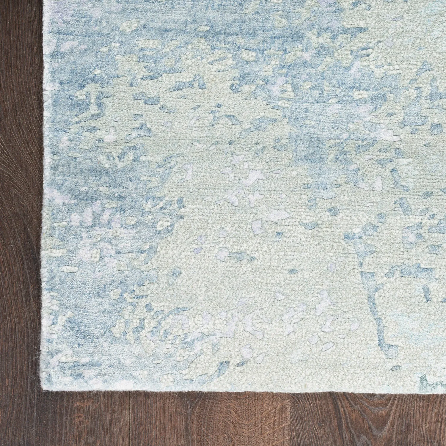Blue Essentials Green Modern Bamboo Silk Wool Blend Rug