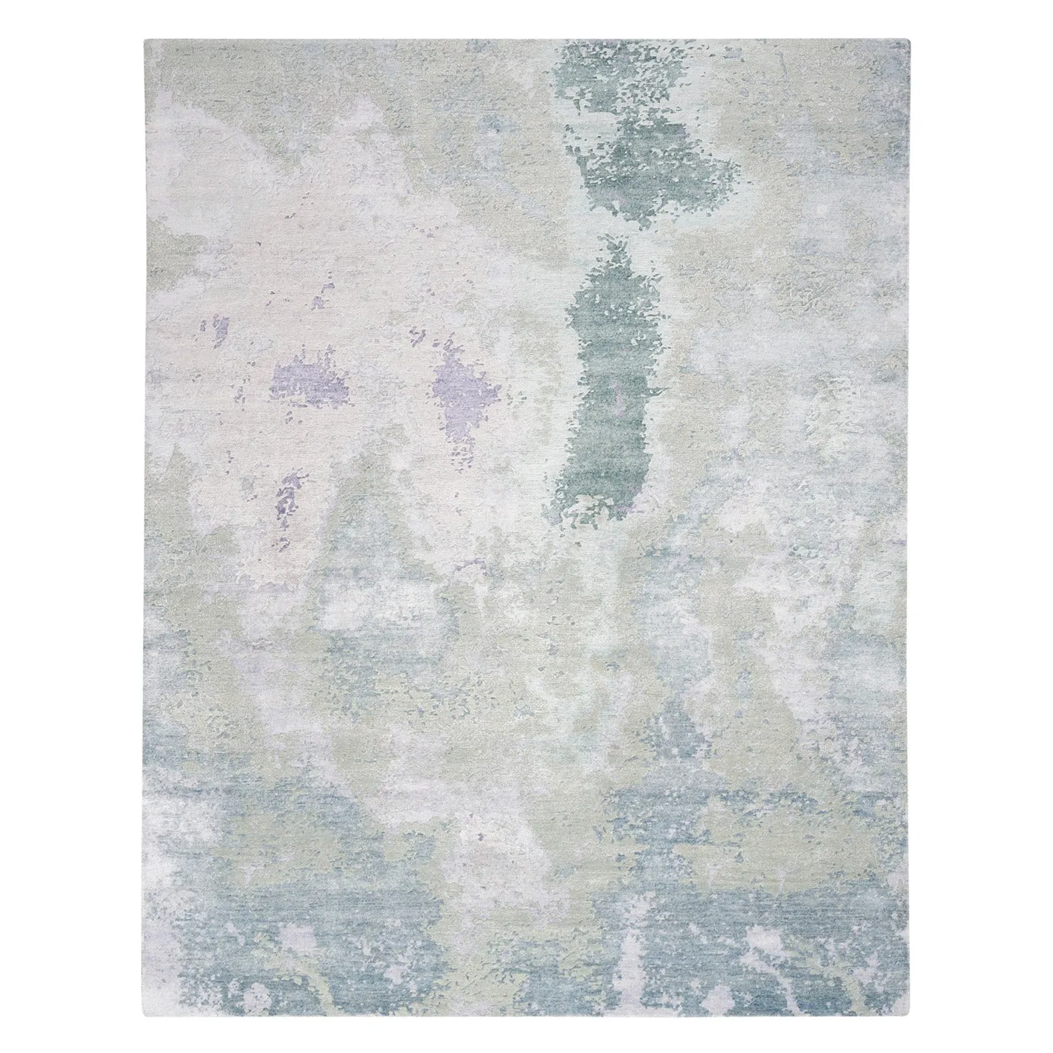 Blue Essentials Green Modern Bamboo Silk Wool Blend Rug