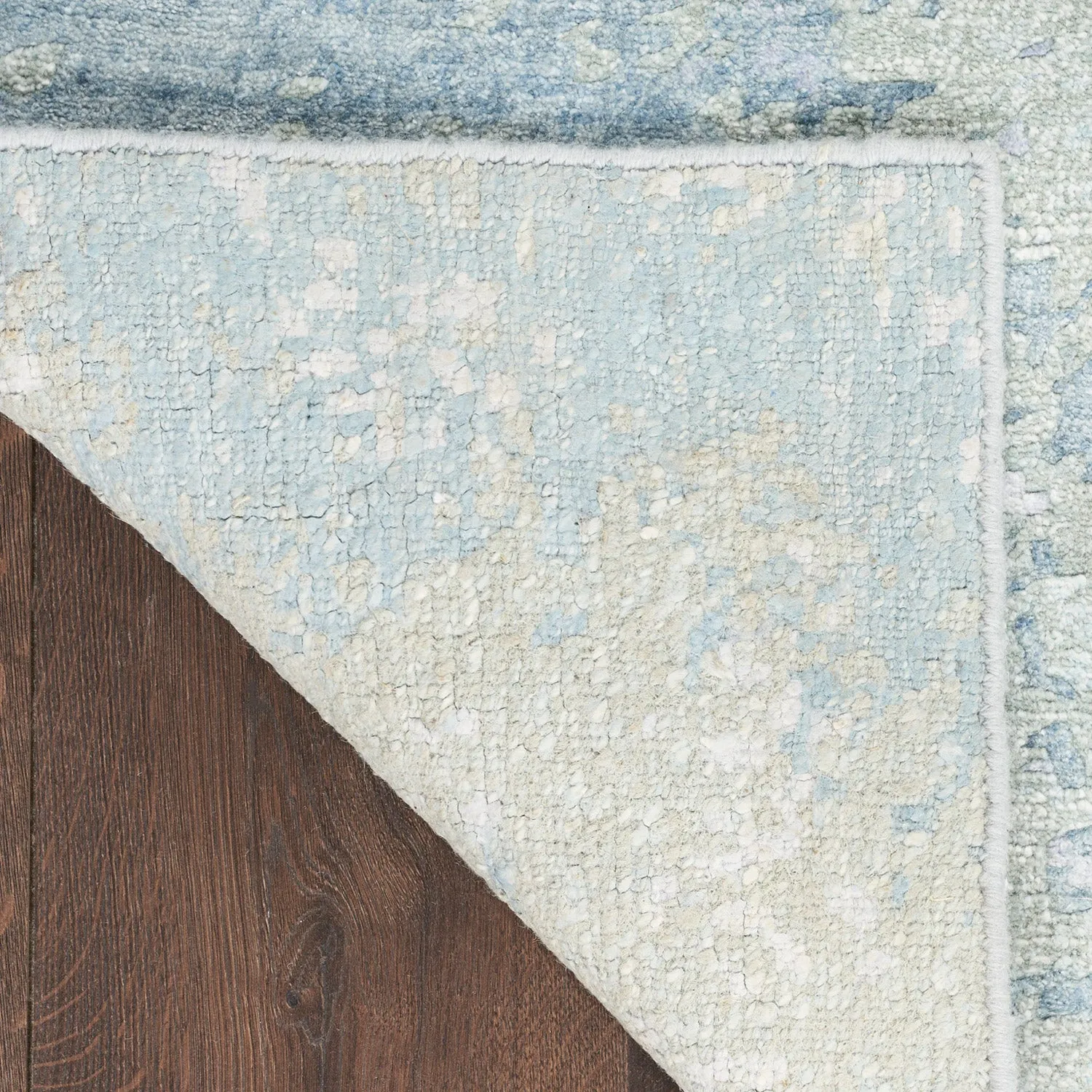 Blue Essentials Green Modern Bamboo Silk Wool Blend Rug