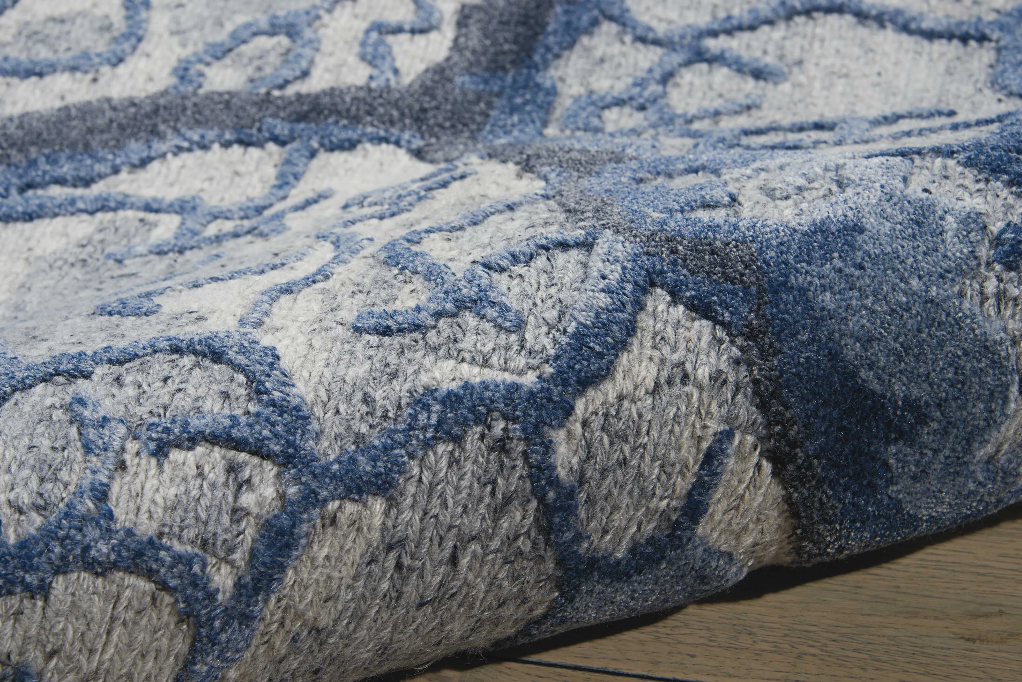 Blue Essentials Modern Wool Luxcelle Blend Rug