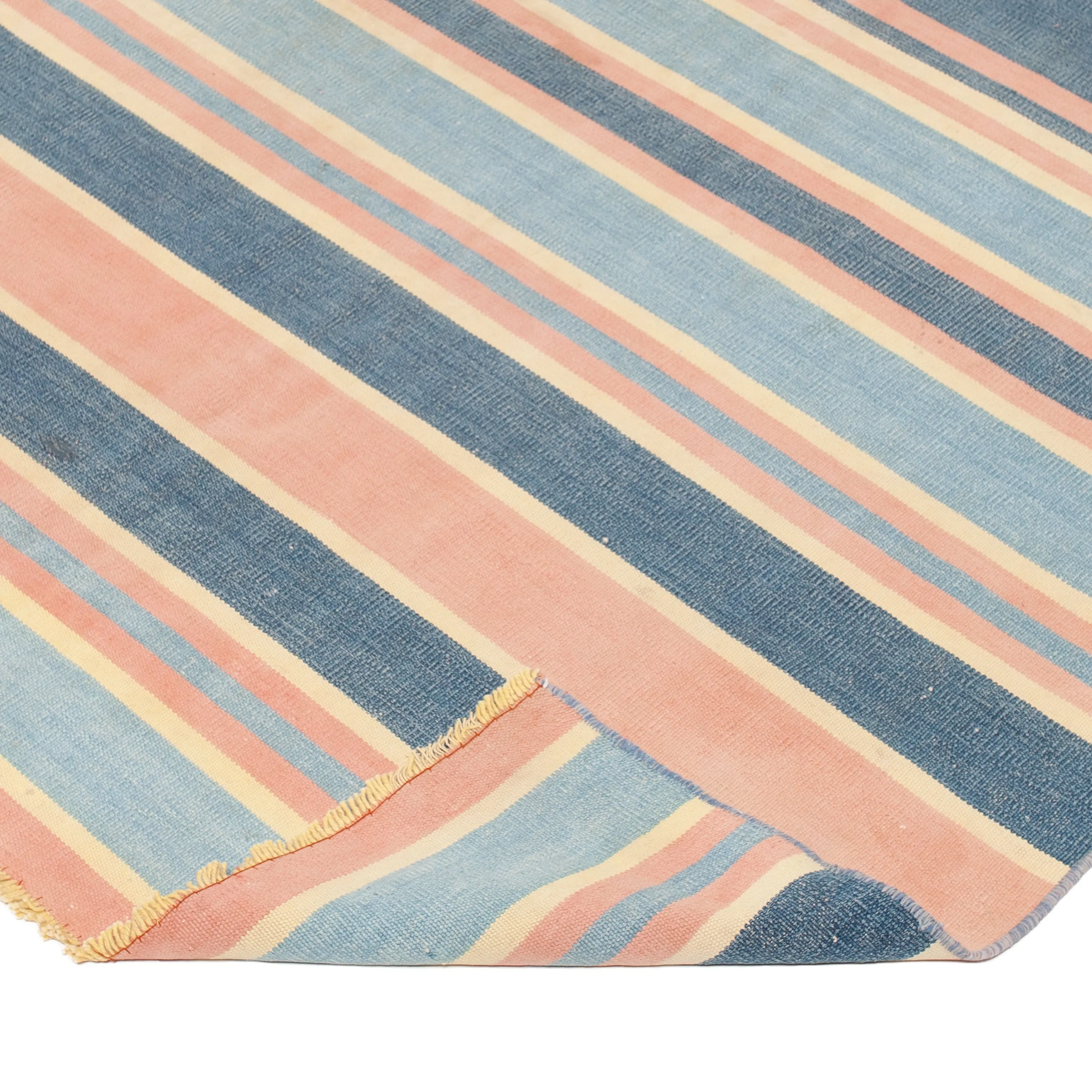 Blue Flatweave Cotton Rug - 6'6" x 14'