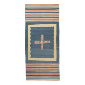 Blue Flatweave Cotton Rug - 6'6" x 14'