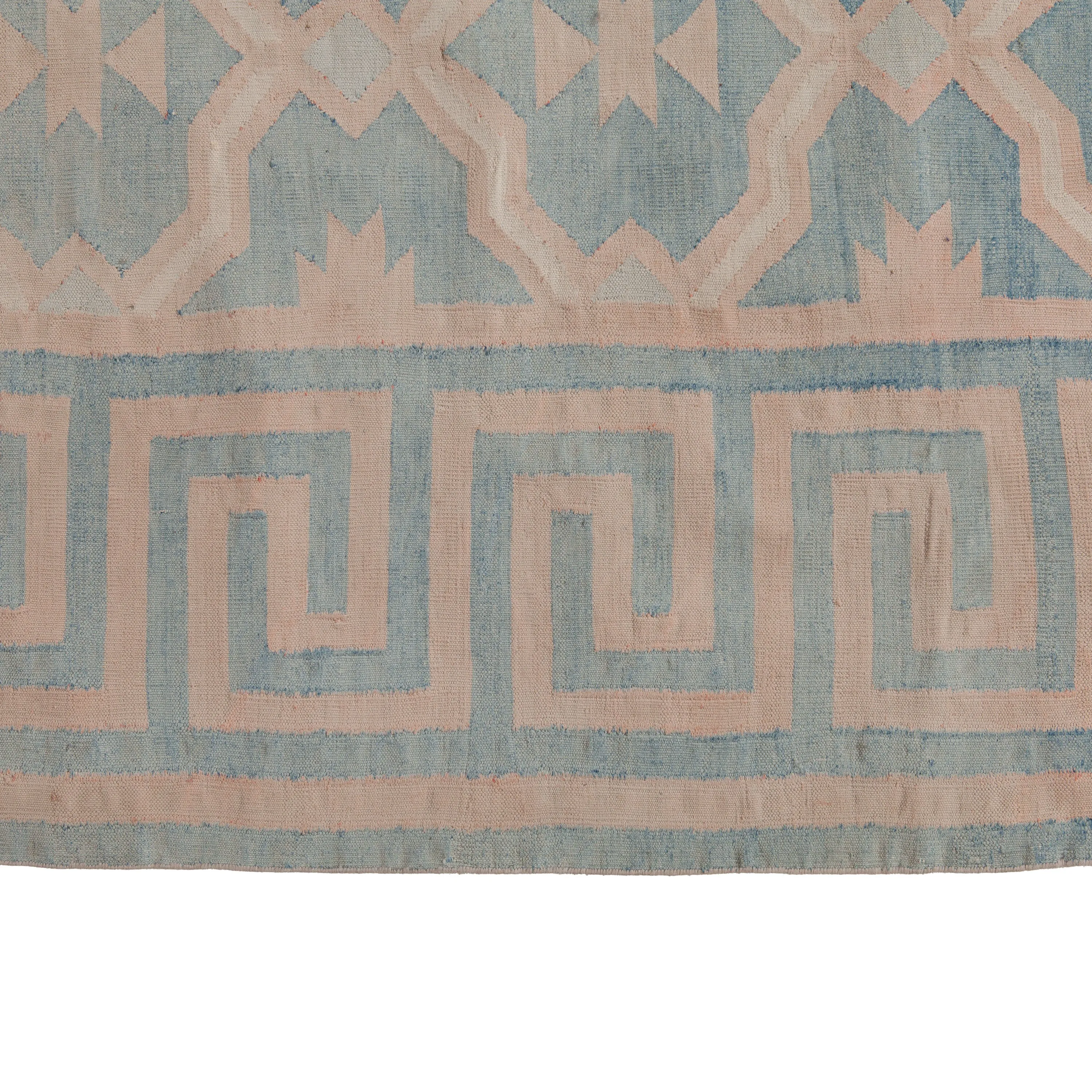Blue Flatweave Cotton Rug - 9'3" x 17'3"