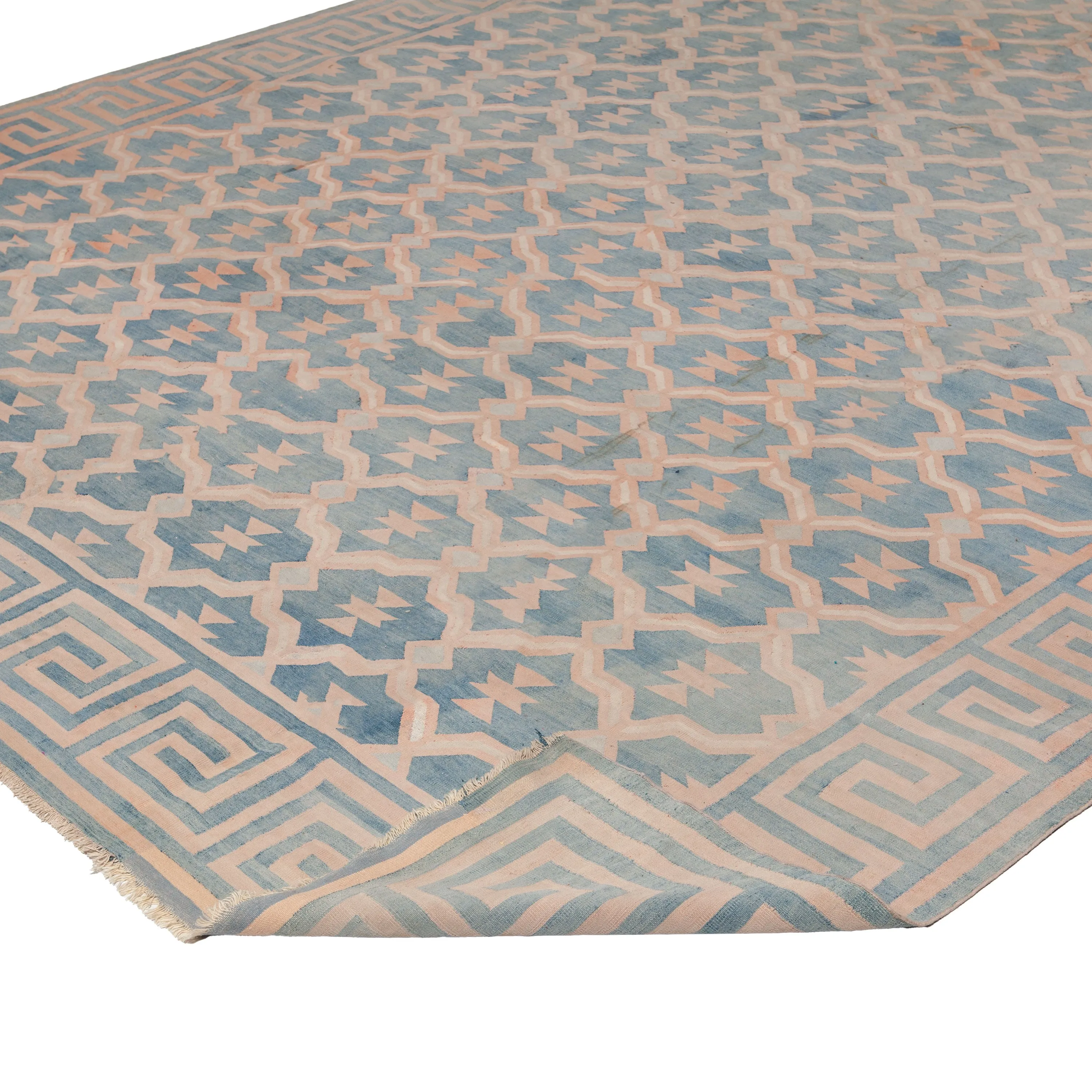 Blue Flatweave Cotton Rug - 9'3" x 17'3"