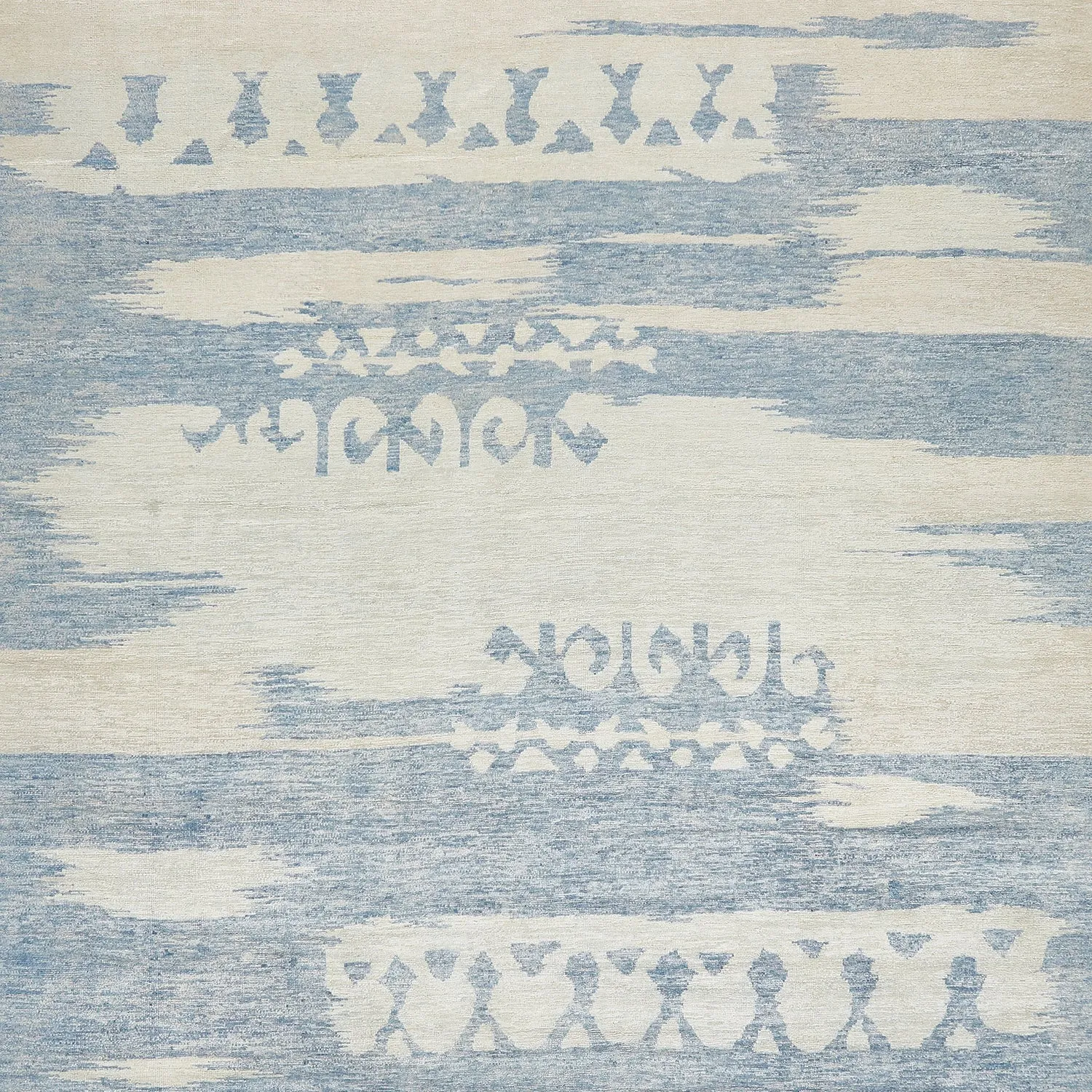 Blue Flatweave Wool Silk Blend Rug - 10' x 14'