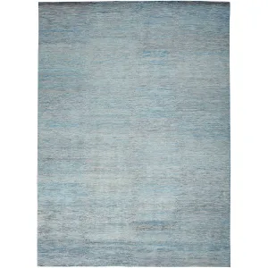 Blue Nu Vibrant Modern Tibetan Silk Rug - 8'1" x 12'