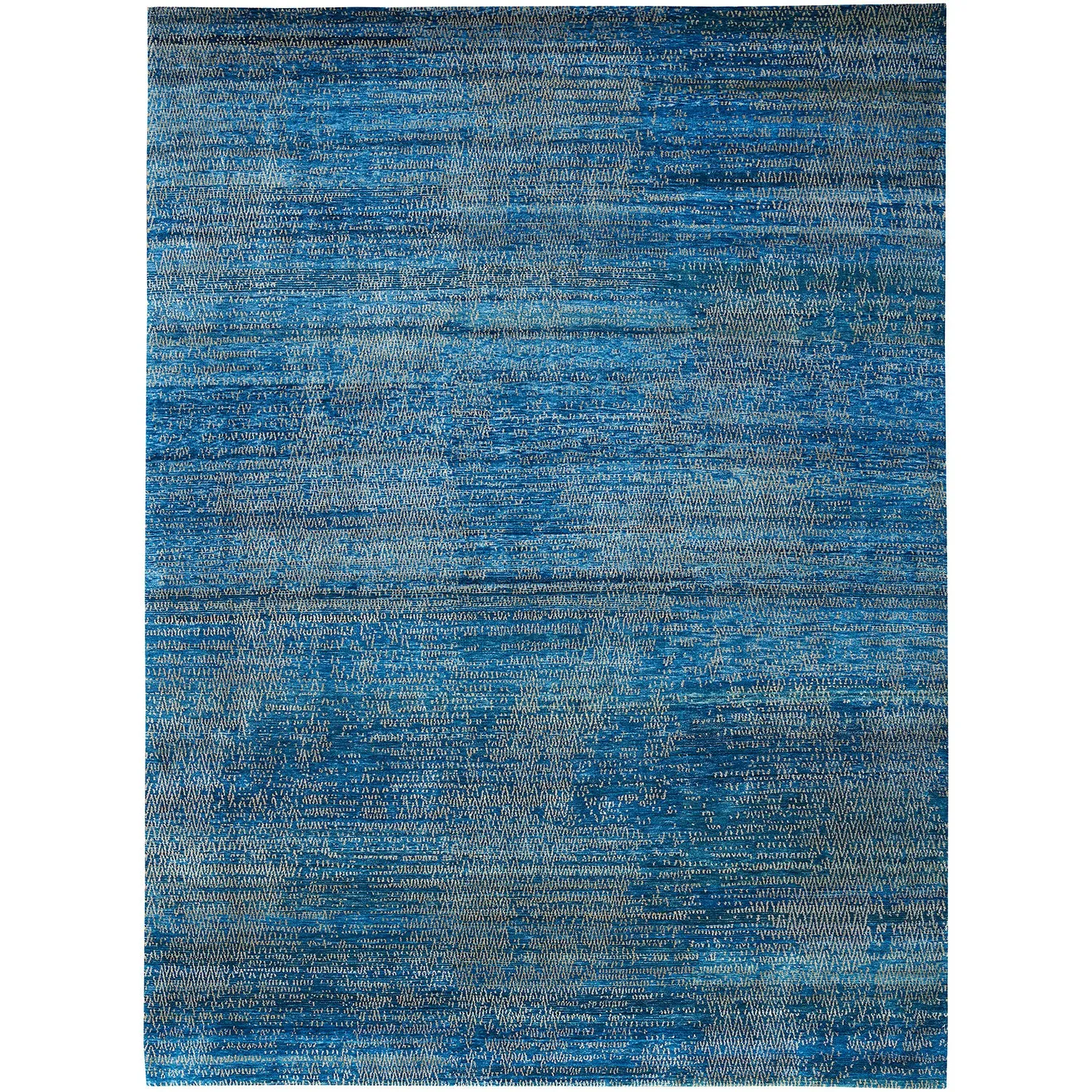 Blue Nu Vibrant Modern Tibetan Silk Rug - 9' x 12'1"