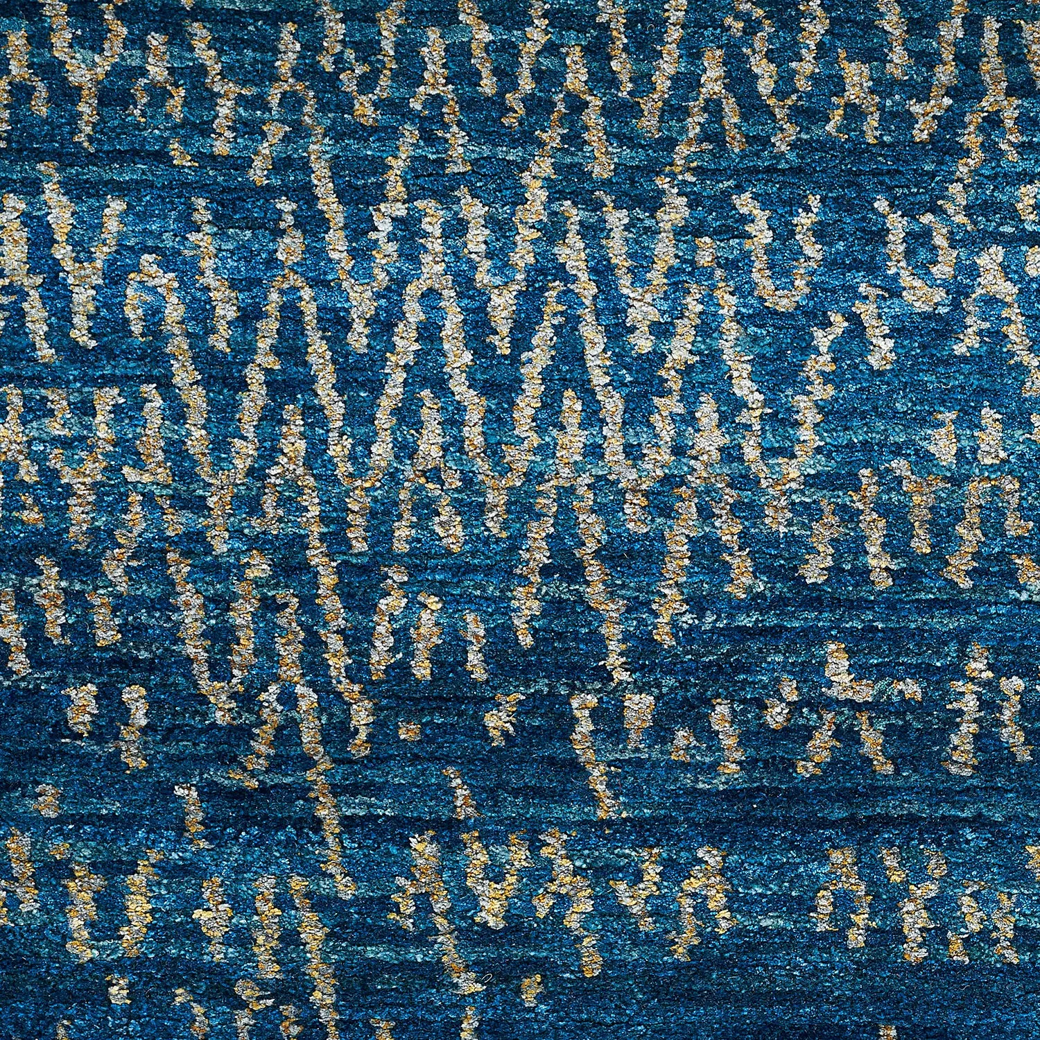 Blue Nu Vibrant Modern Tibetan Silk Rug - 9' x 12'1"