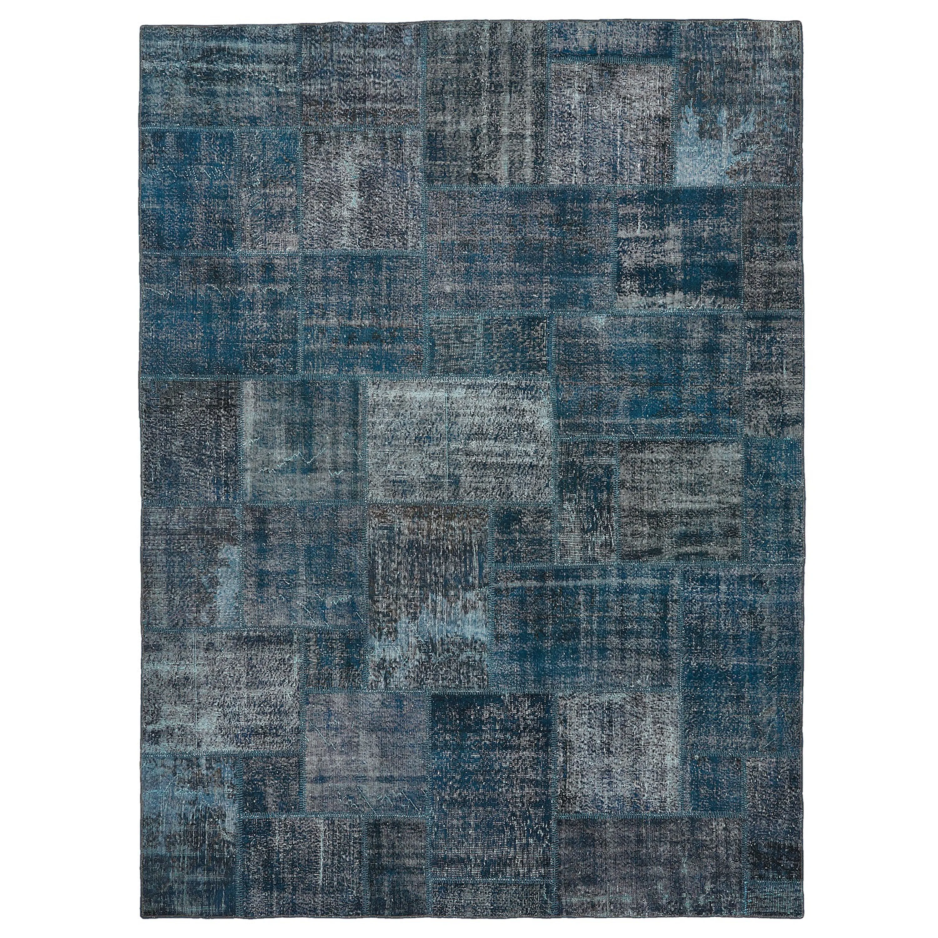 Blue Overdyed Patchwork Rug - 8'10" x 11'11"