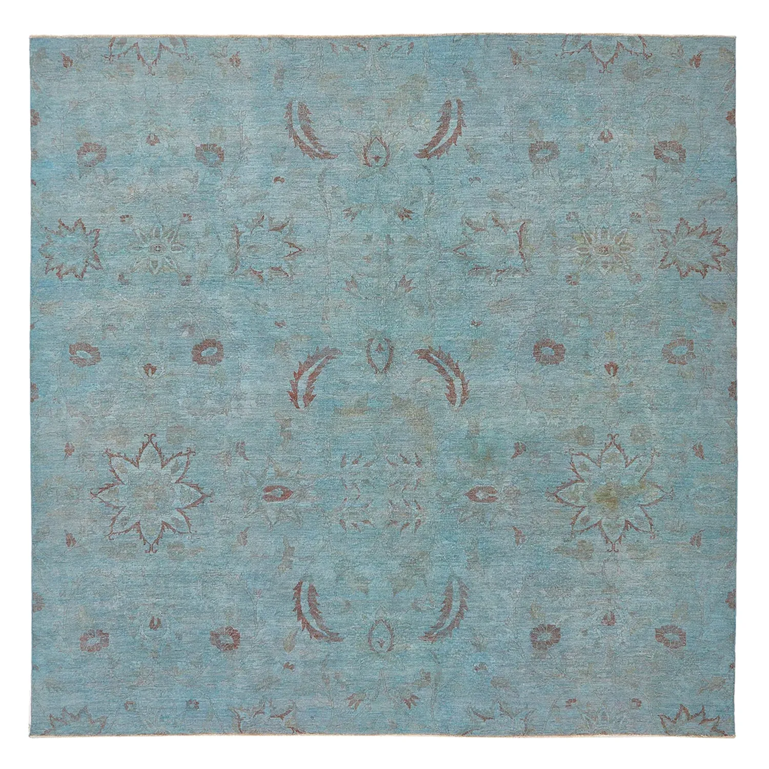 Blue Overdyed Wool Rug - 11'1" x 11'4"