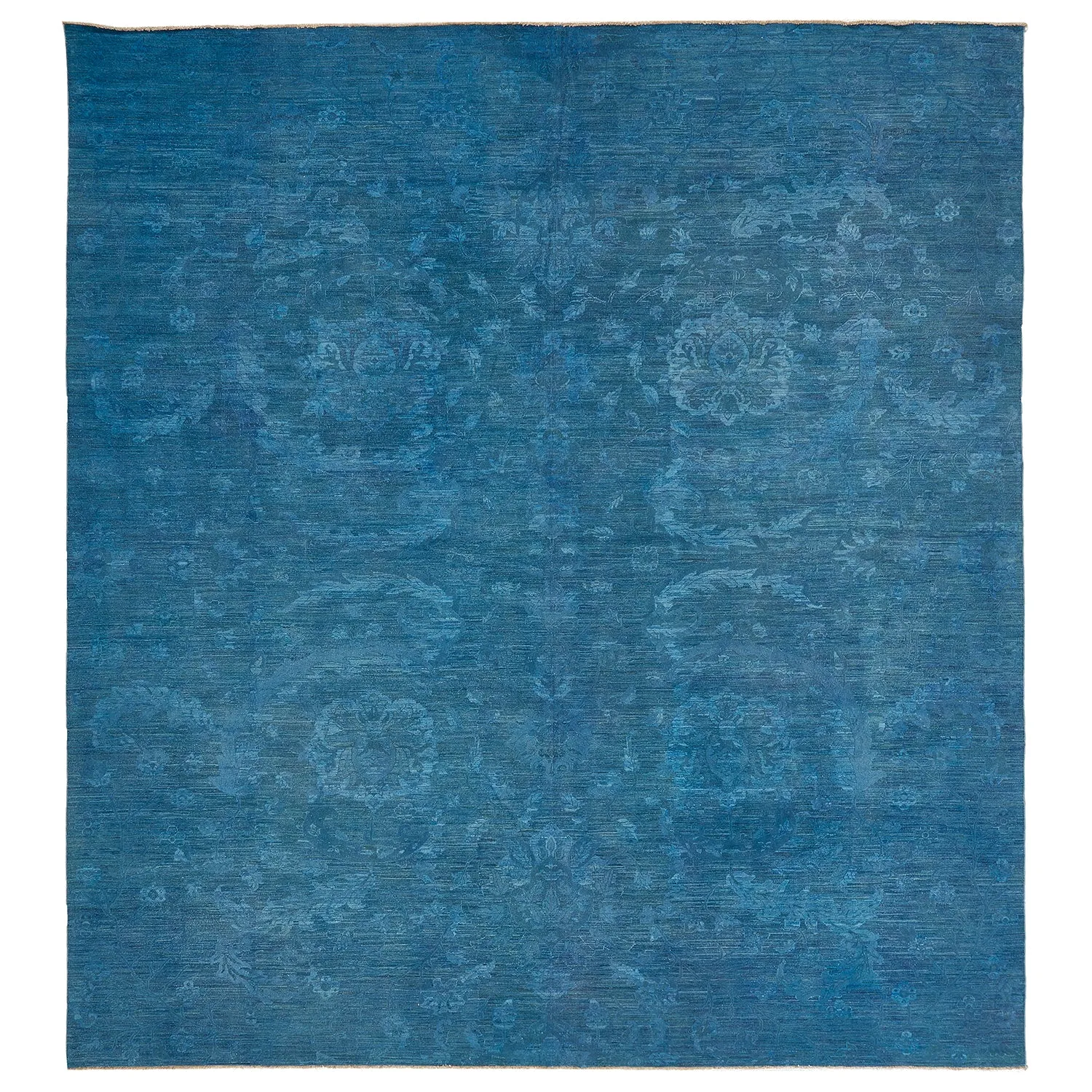Blue Overdyed Wool Rug - 13'5" x 14'6"