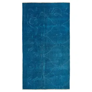 Blue Overdyed Wool Rug - 4'11" x 9'2"