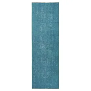 Blue Overdyed Wool Runner - 3'7" x 11'7"
