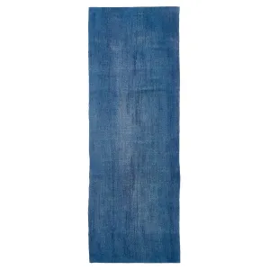 Blue Overdyed Wool Runner - 3'8" x 10'10"