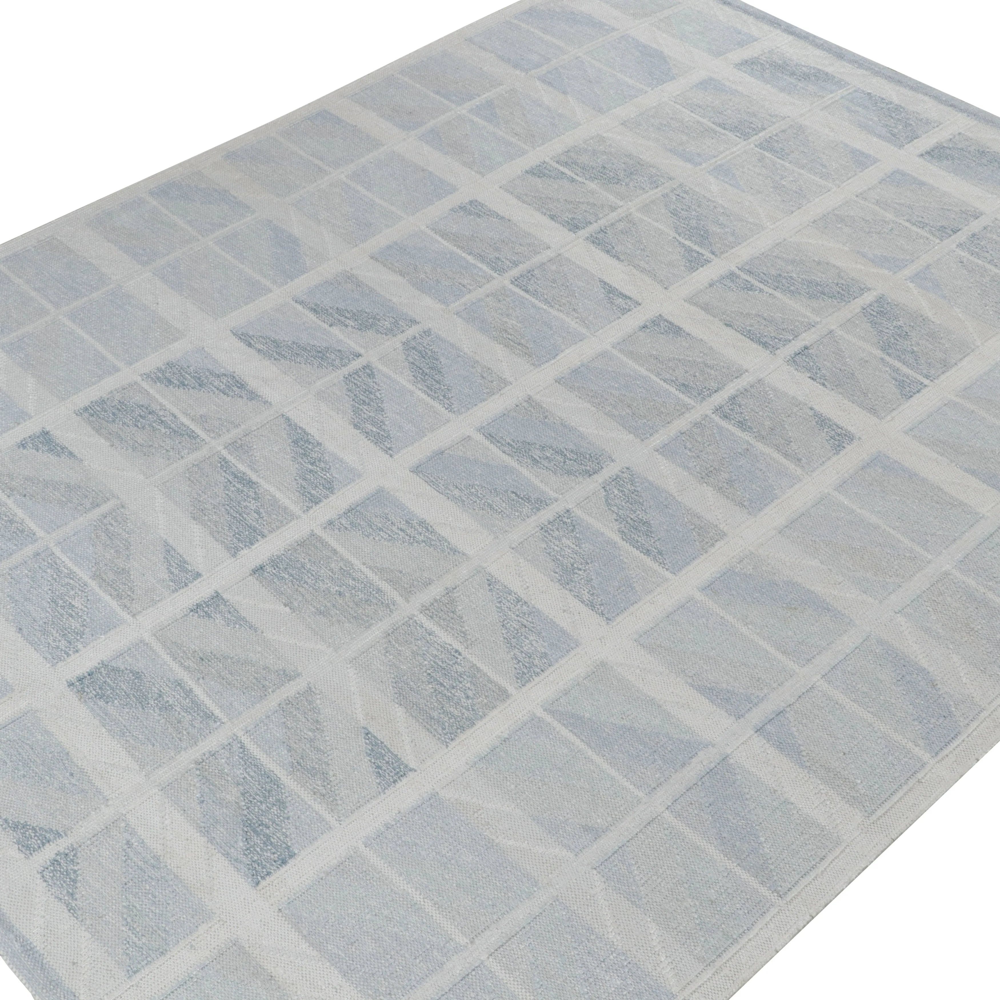 Blue Swedish Style Flatweave Silk Rug - 9'5" x 11'11"