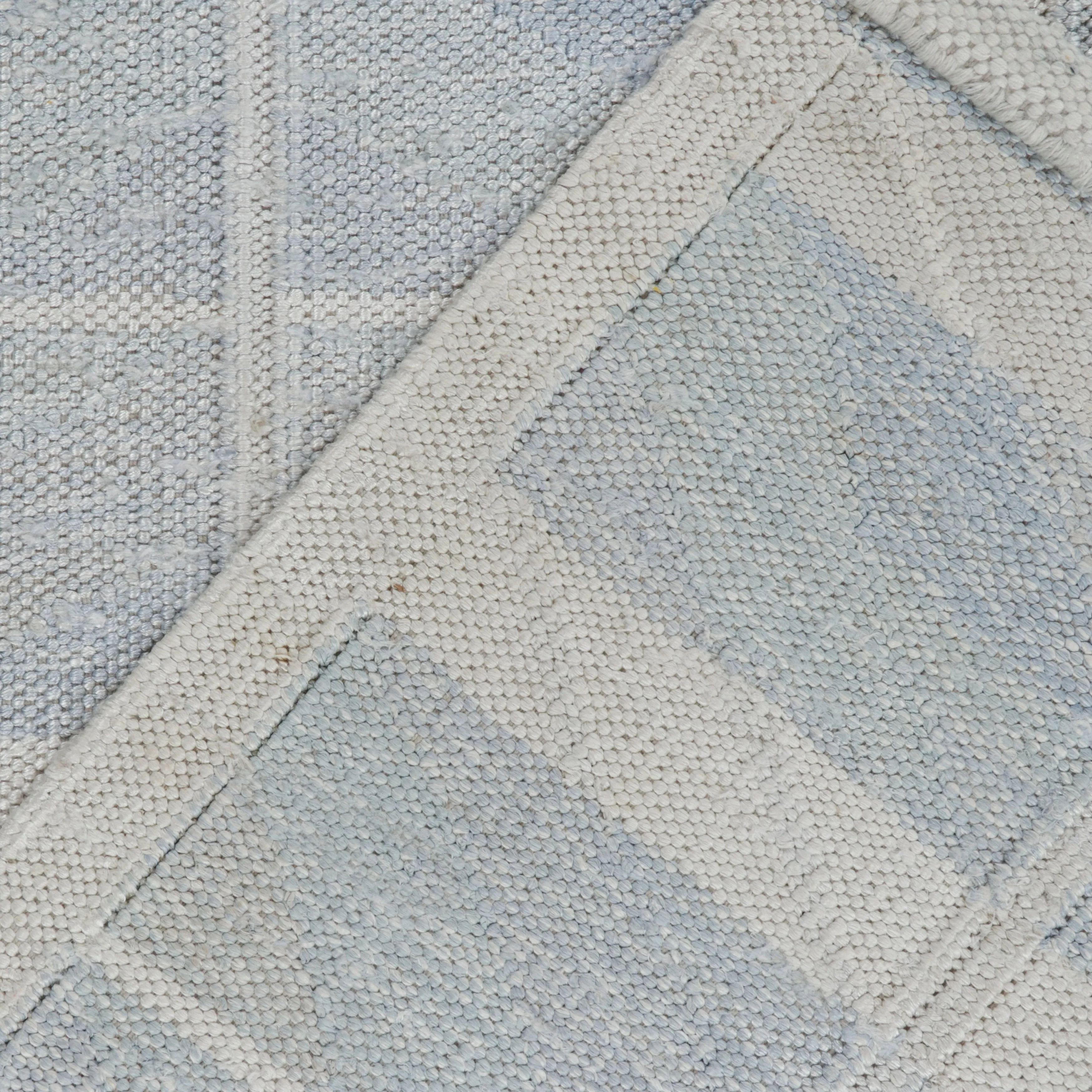 Blue Swedish Style Flatweave Silk Rug - 9'5" x 11'11"